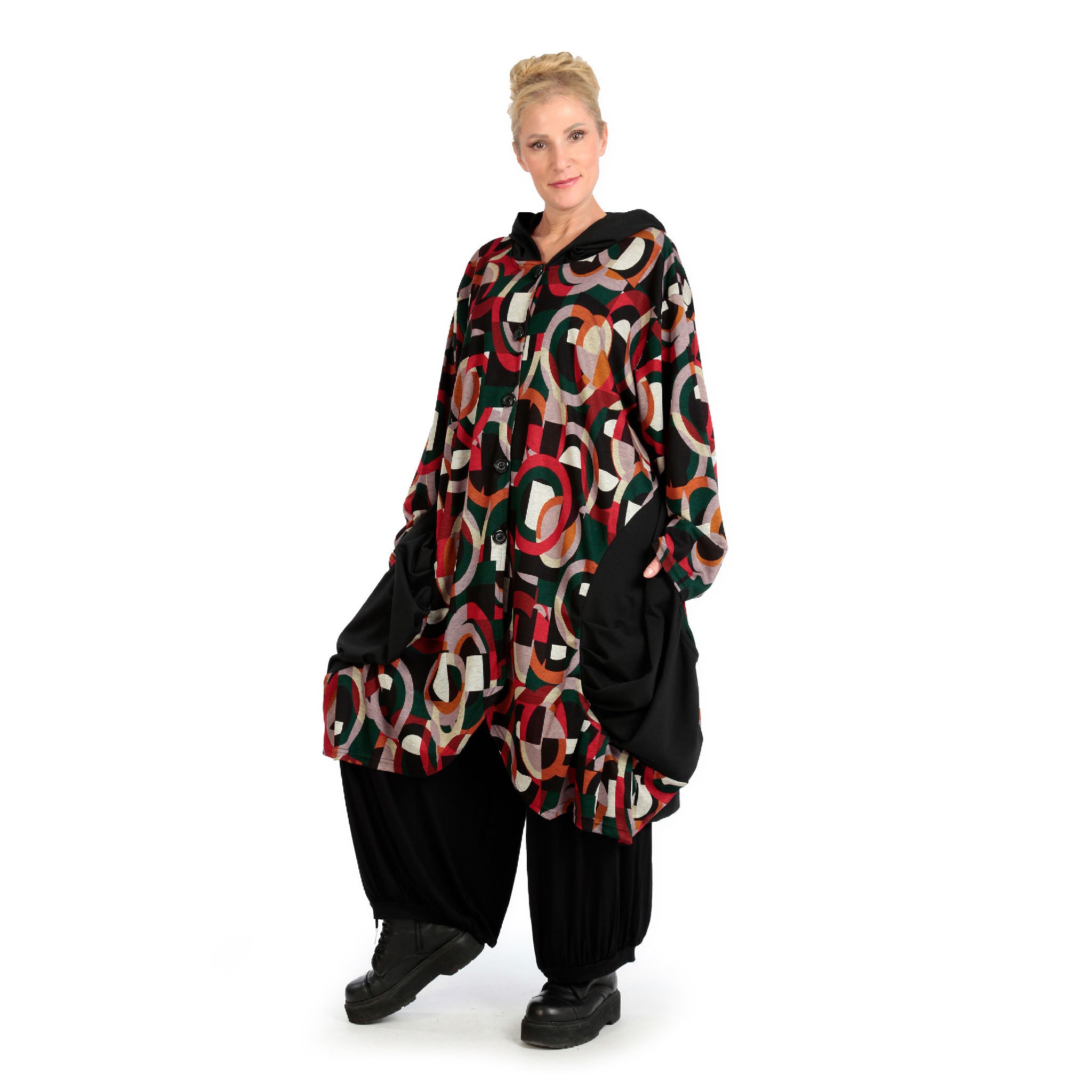  Ballonmantel von AKH Fashion aus Materialmix, 1140.06856, Rot-Grün-Schwarz, Grafik