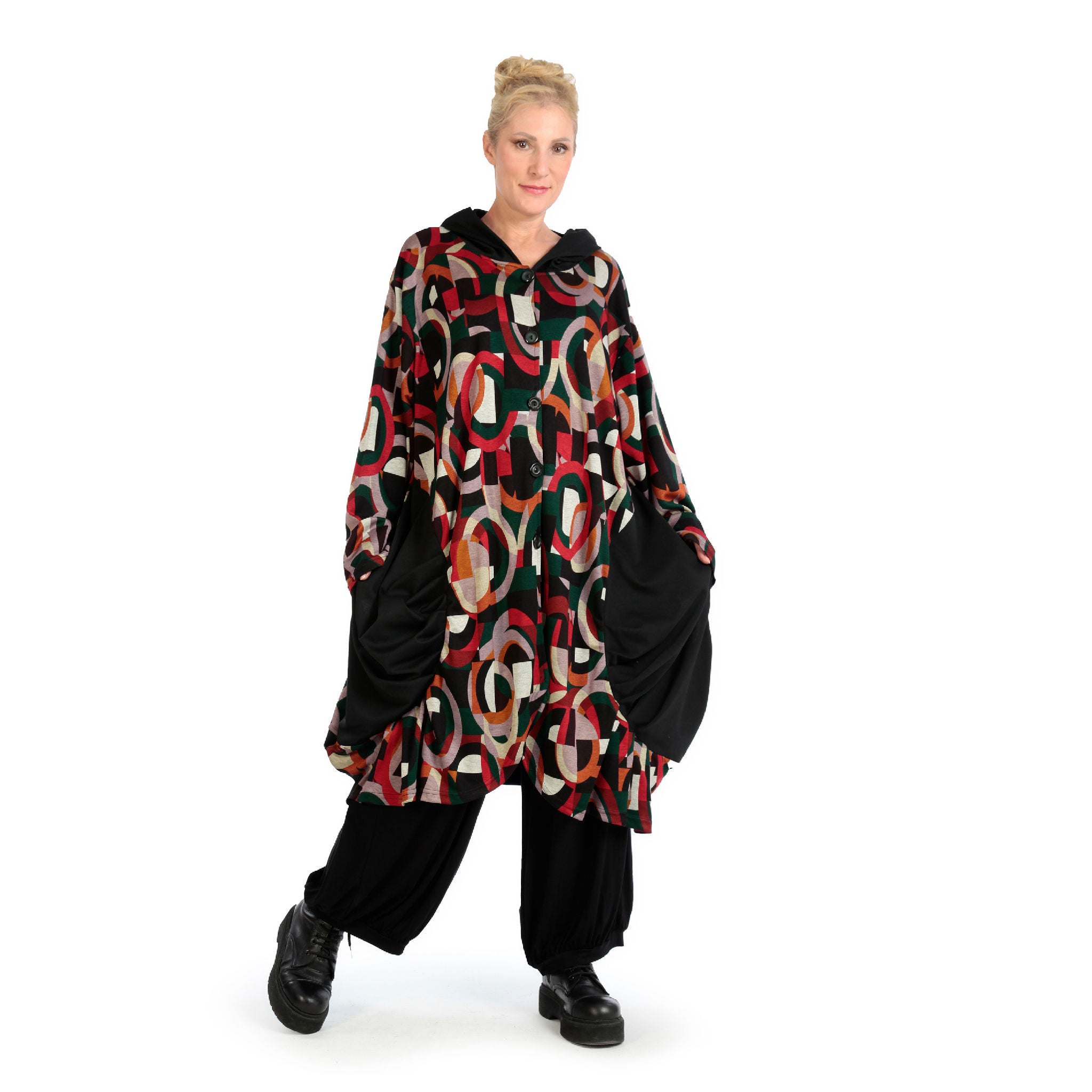  Ballonmantel von AKH Fashion aus Materialmix, 1140.06856, Rot-Grün-Schwarz, Grafik