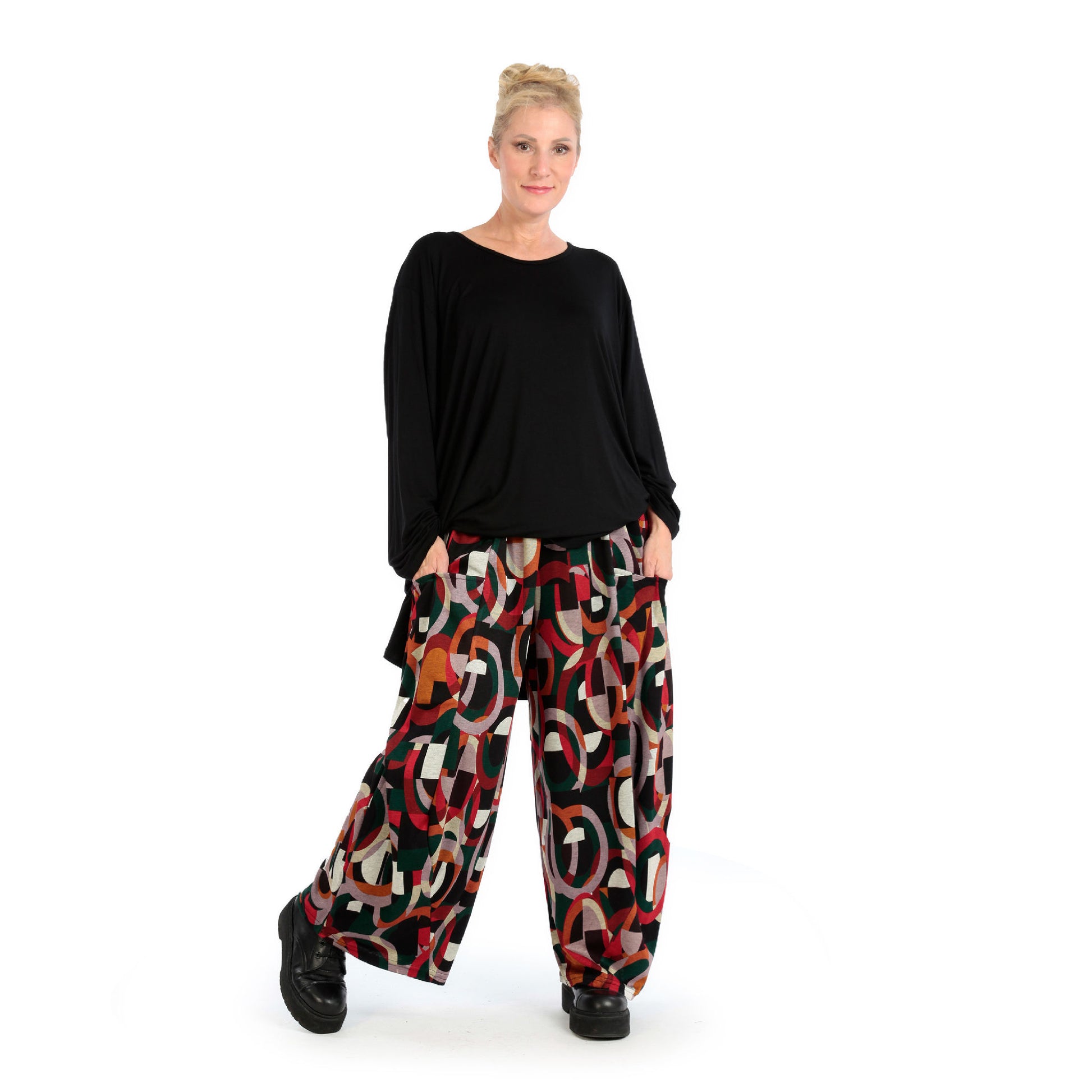  Ballonhose von AKH Fashion aus Materialmix, 1140.08069, Rot-Grün-Schwarz, Schick, Modern