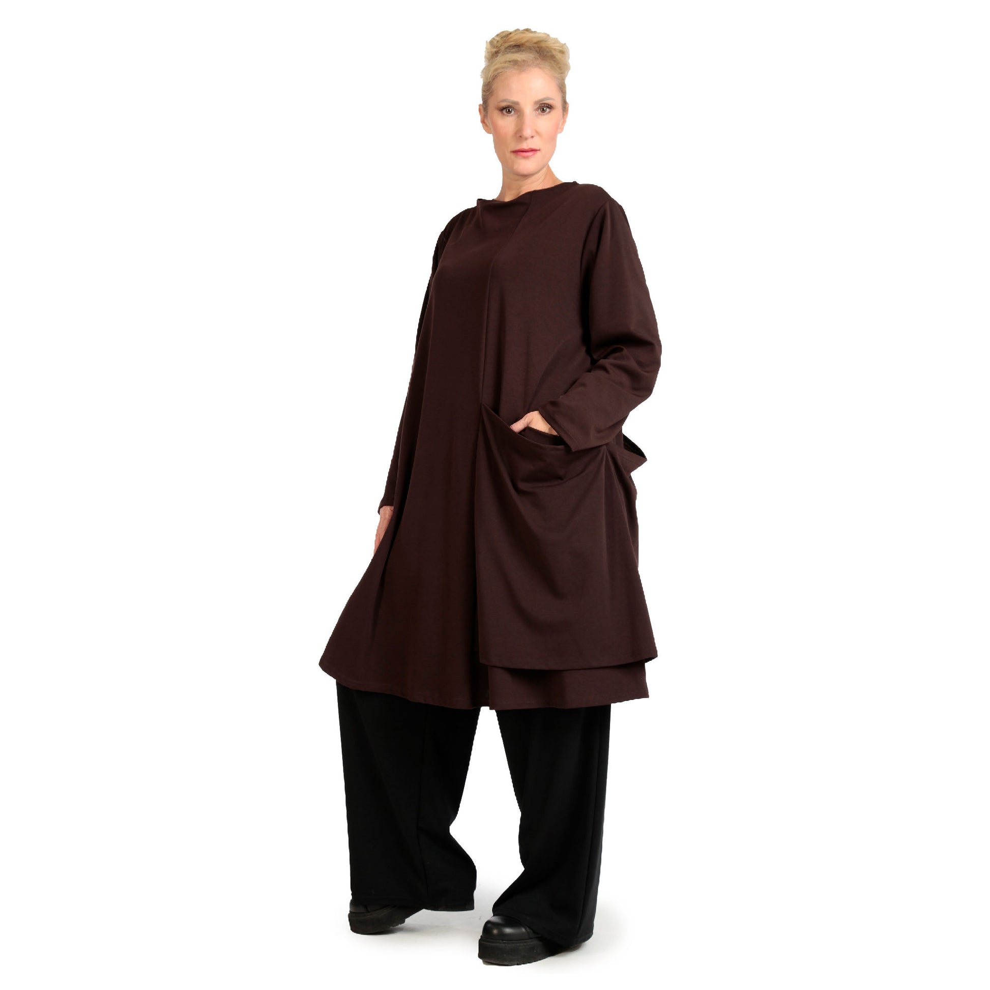  Exklusives Shirt aus Romanit Jersey für komfortablen Lagenlook im Herbst/Winter, Plus Size geeignet