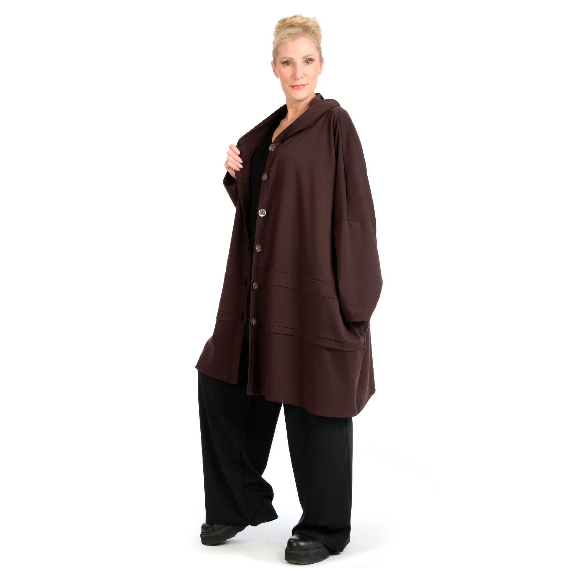  Jacke von AKH Fashion aus Viskose in kastiger Form, 1141.06857, Braun, Unifarben, Schick