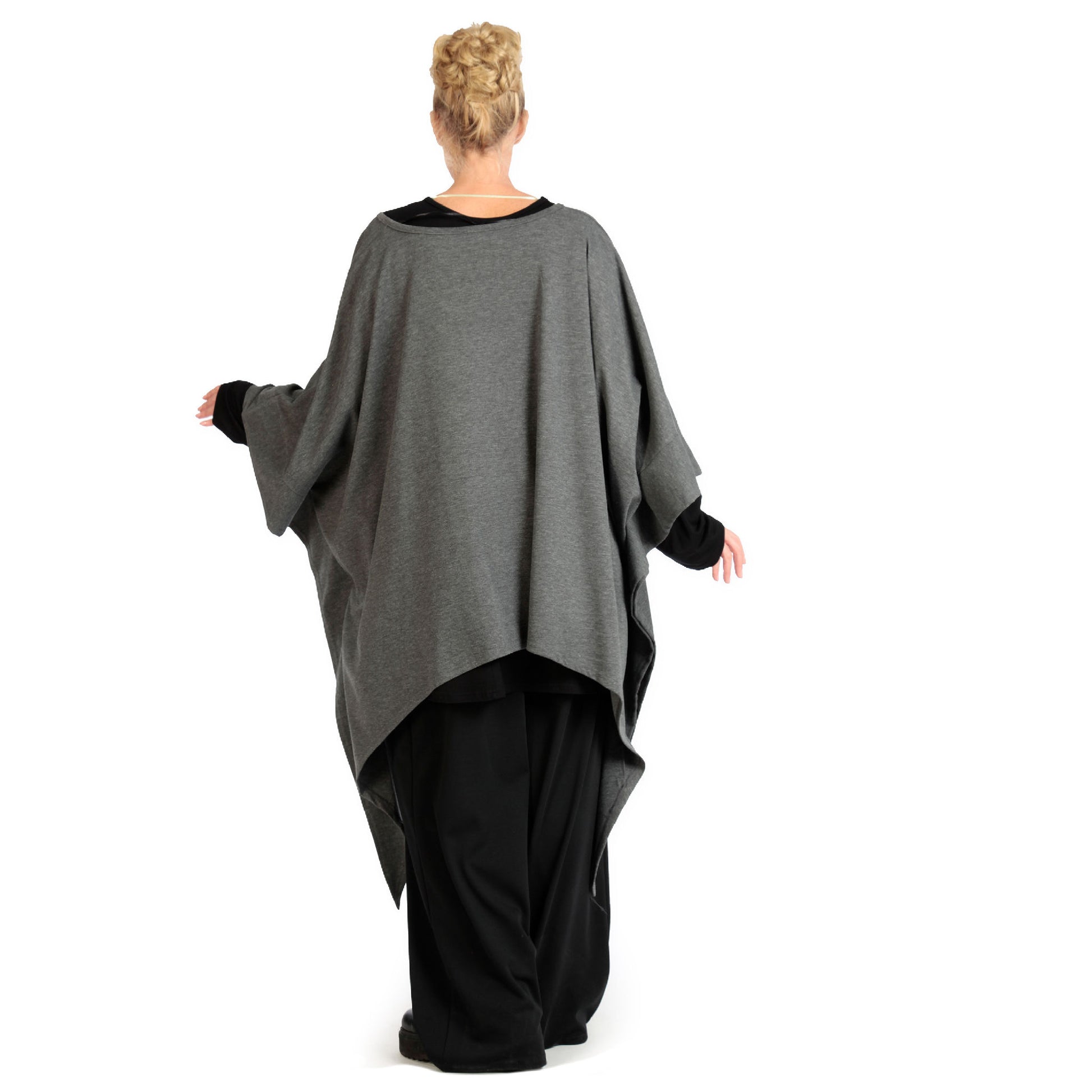  Zipfel Bigshirt von AKH Fashion aus Viskose, 1141.06858, Grau, Unifarben, Ausgefallen, Modern