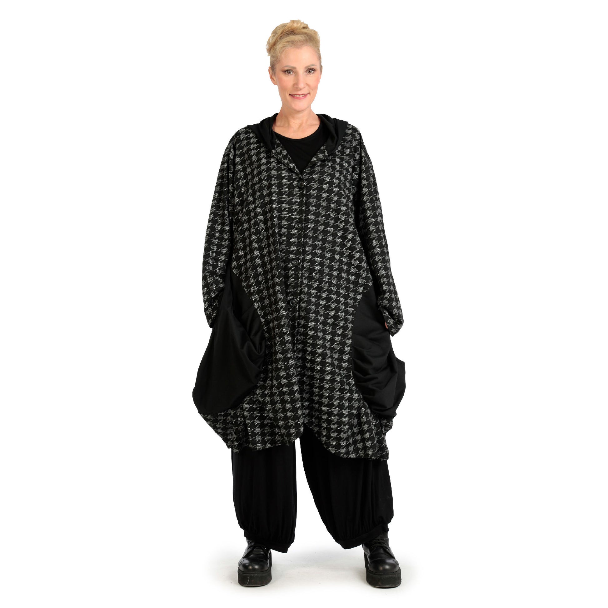  Ballonmantel von AKH Fashion aus Polyester, 1142.06856, Grau-Schwarz, Hahnentritt, Schick