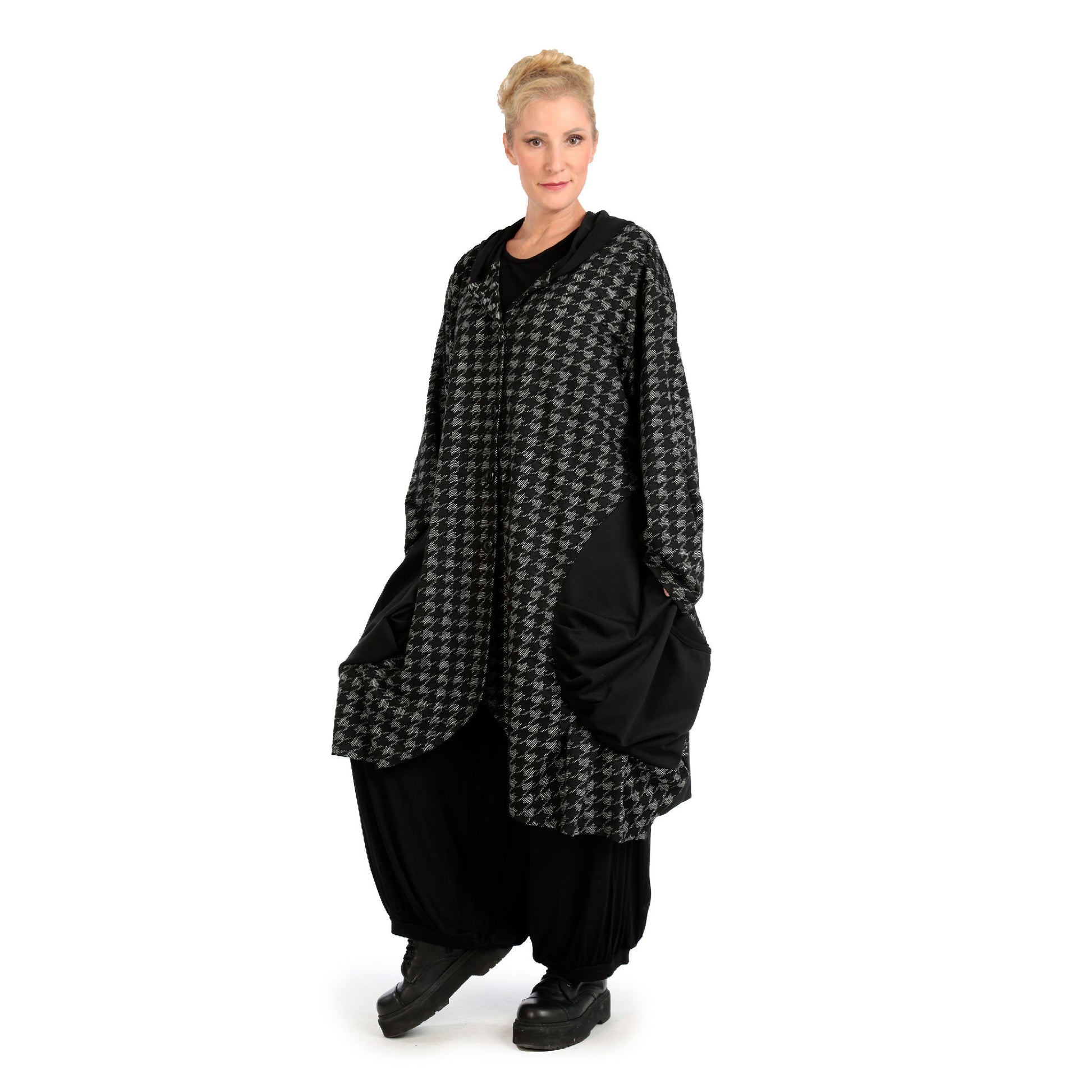  Ballonmantel von AKH Fashion aus Polyester, 1142.06856, Grau-Schwarz, Hahnentritt, Schick