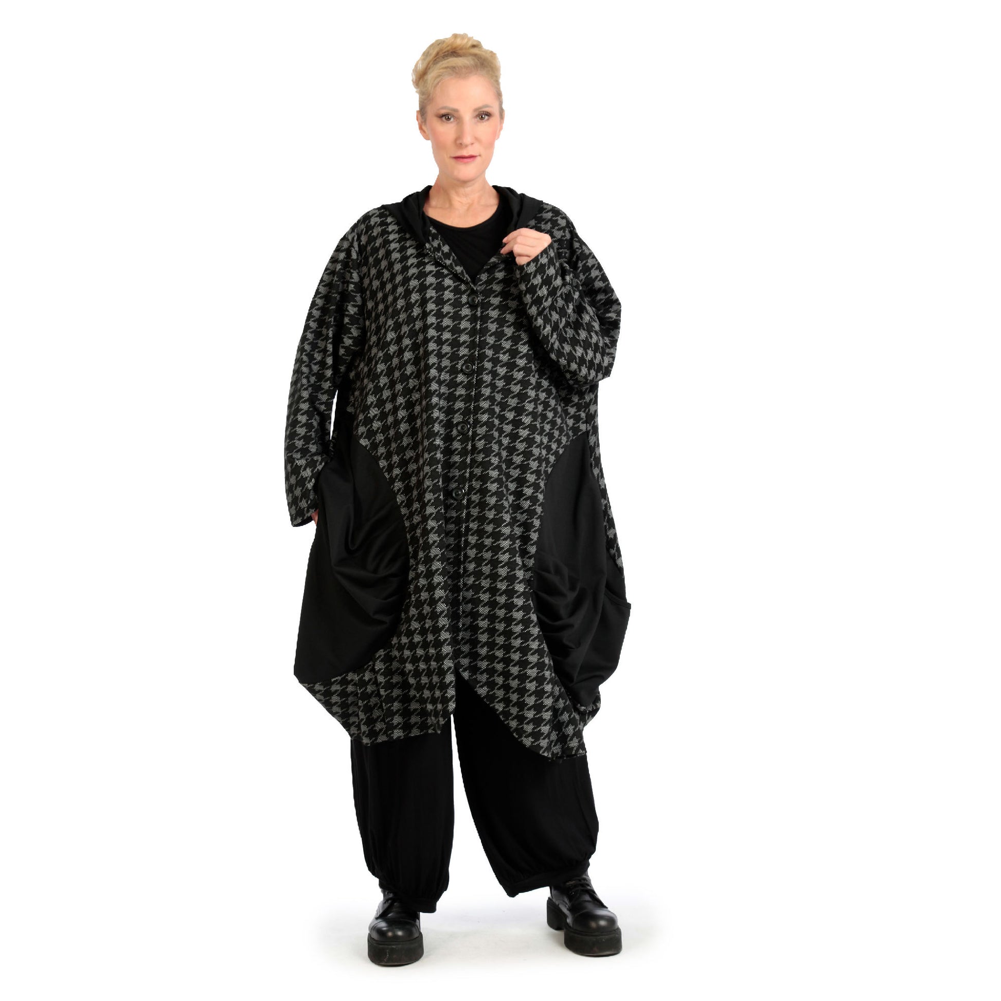  Ballonmantel von AKH Fashion aus Polyester, 1142.06856, Grau-Schwarz, Hahnentritt, Schick