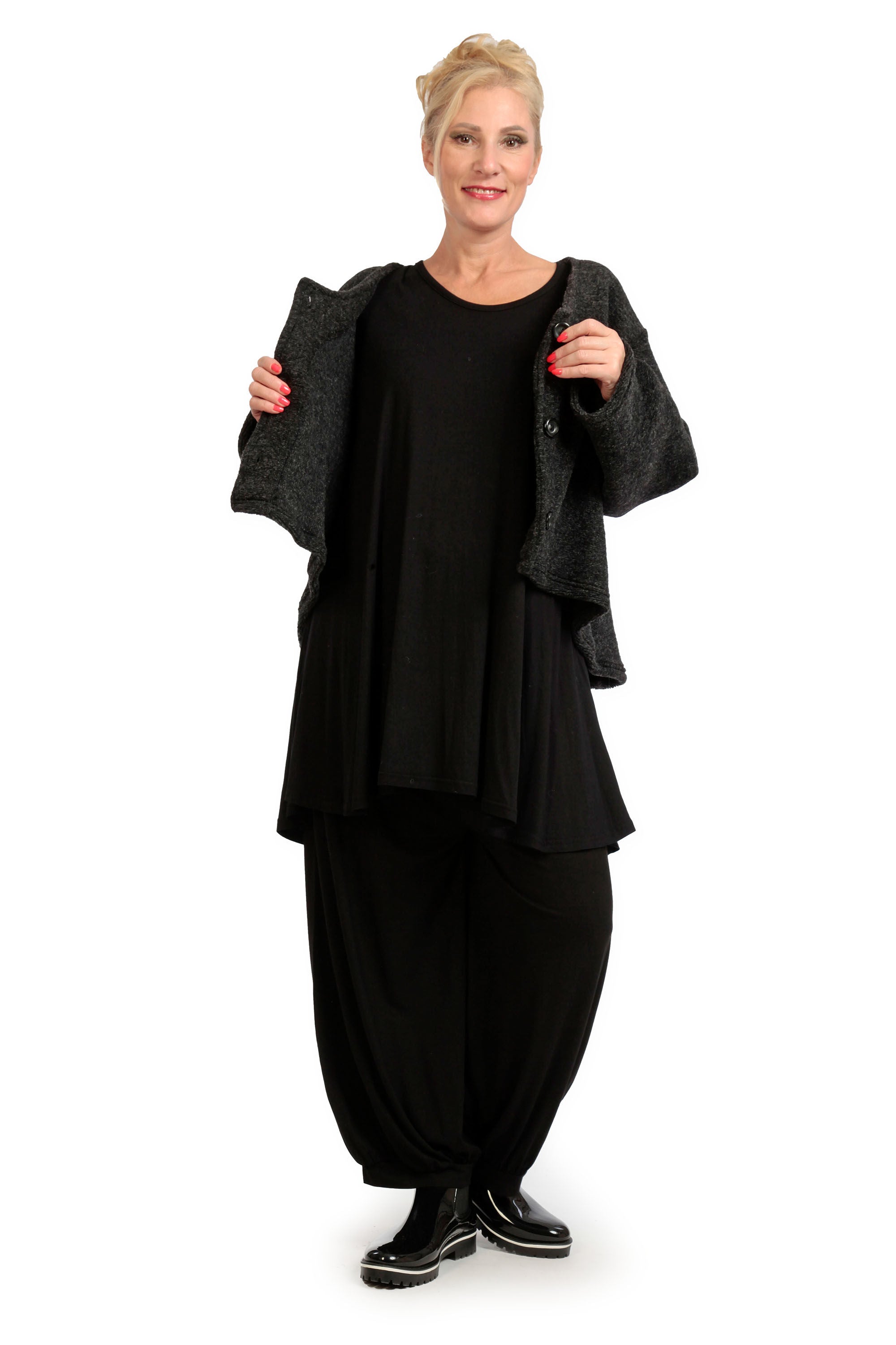  AKH Fashion Jacke in gerundeter Form, aus Materialmix, 1166.01775, Anthrazit, Schick