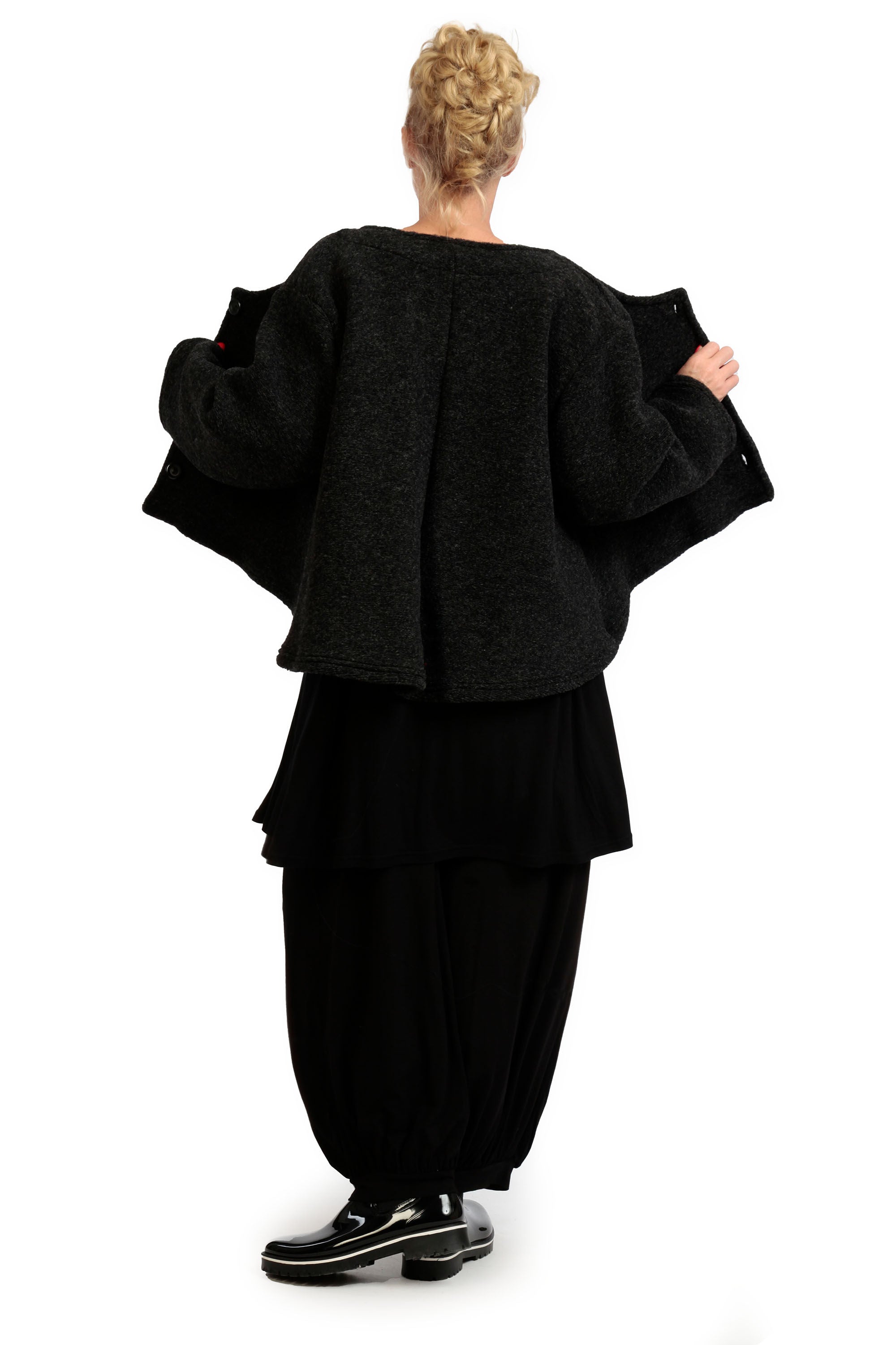  AKH Fashion Jacke in gerundeter Form, aus Materialmix, 1166.01775, Anthrazit, Schick