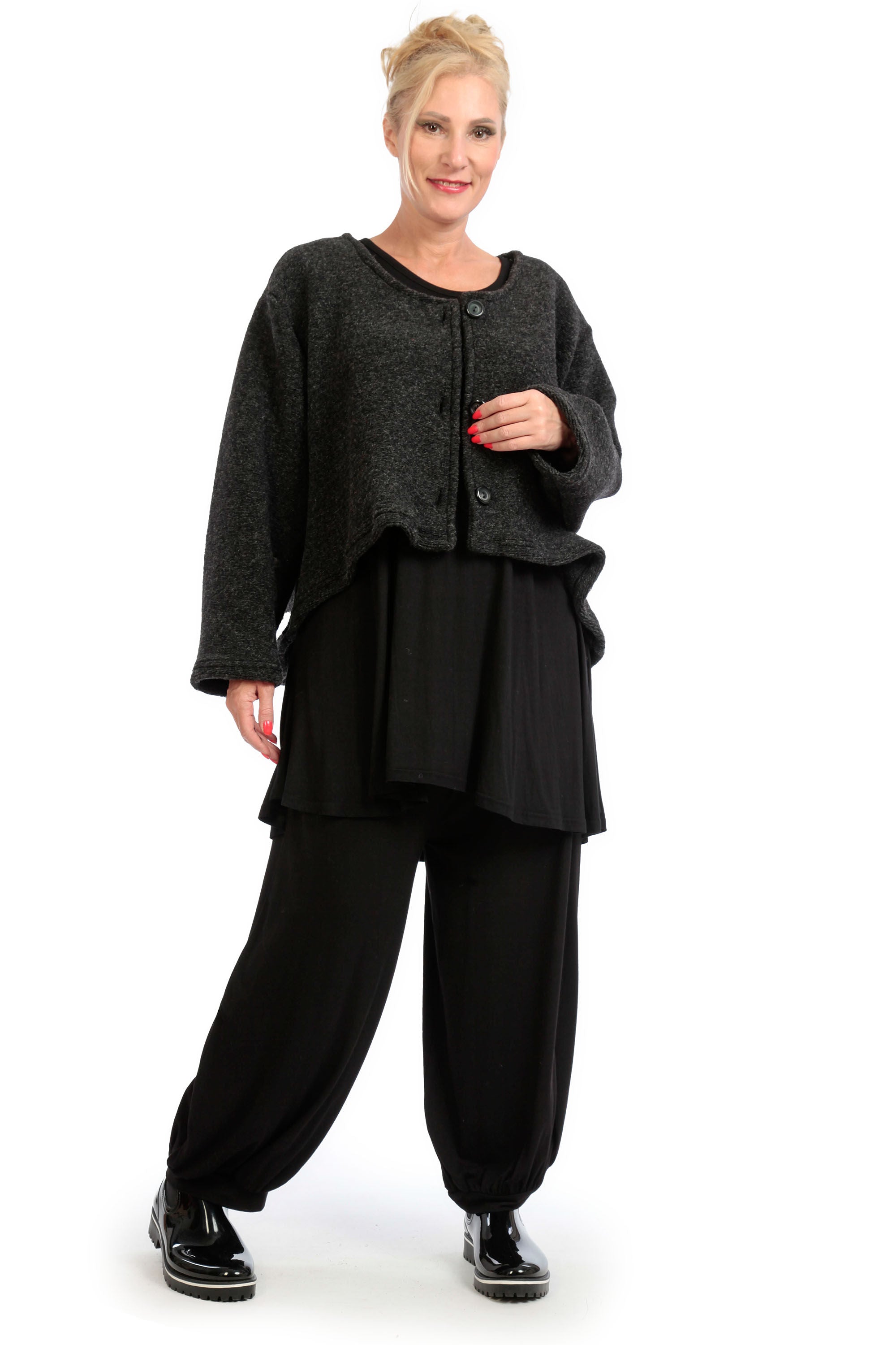  AKH Fashion Jacke in gerundeter Form, aus Materialmix, 1166.01775, Anthrazit, Schick