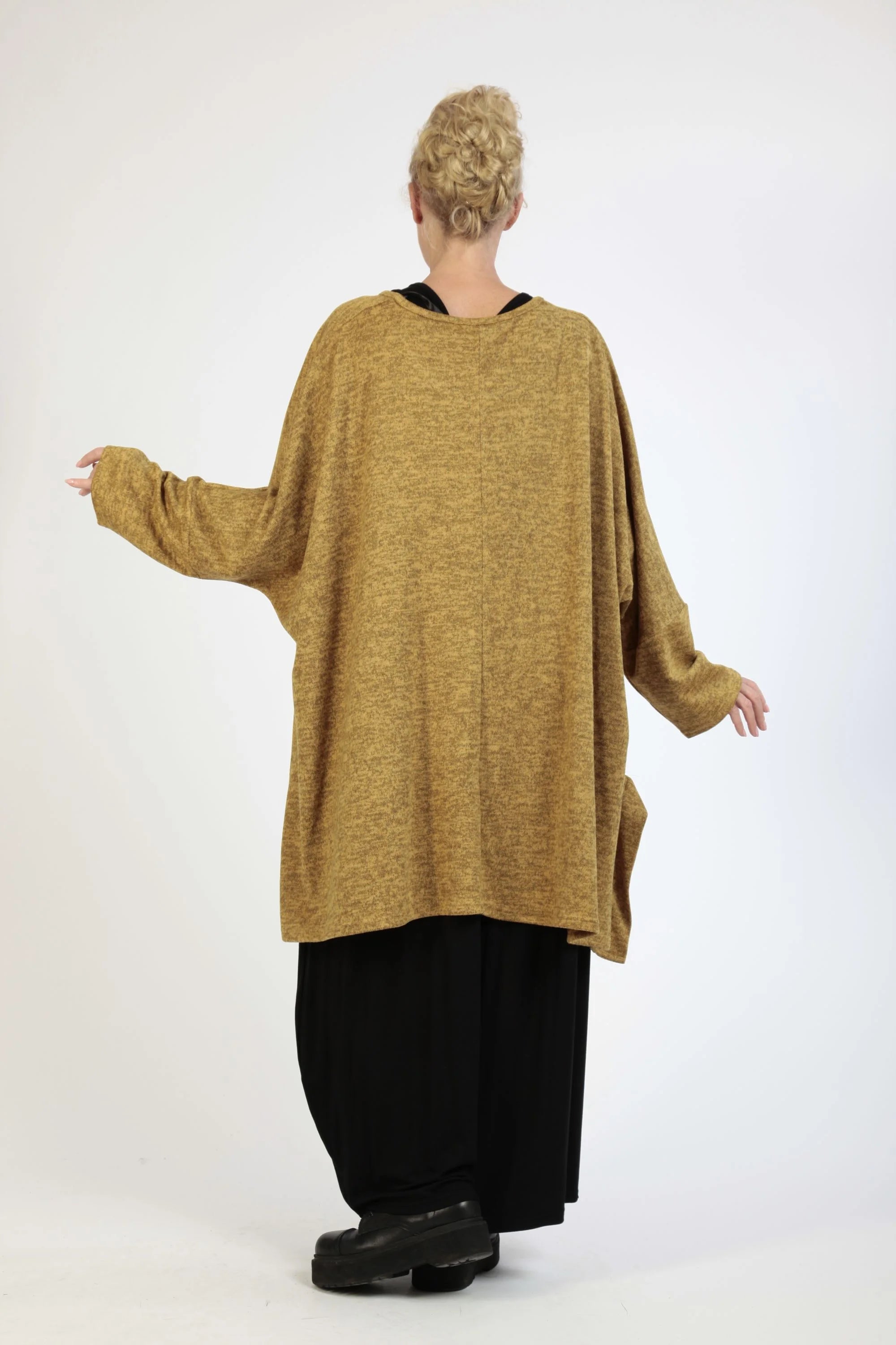  AKH Fashion Bigshirt in Vokuhila-Form, aus Polyester, 1179.06861, Senf, Meliert, Schick