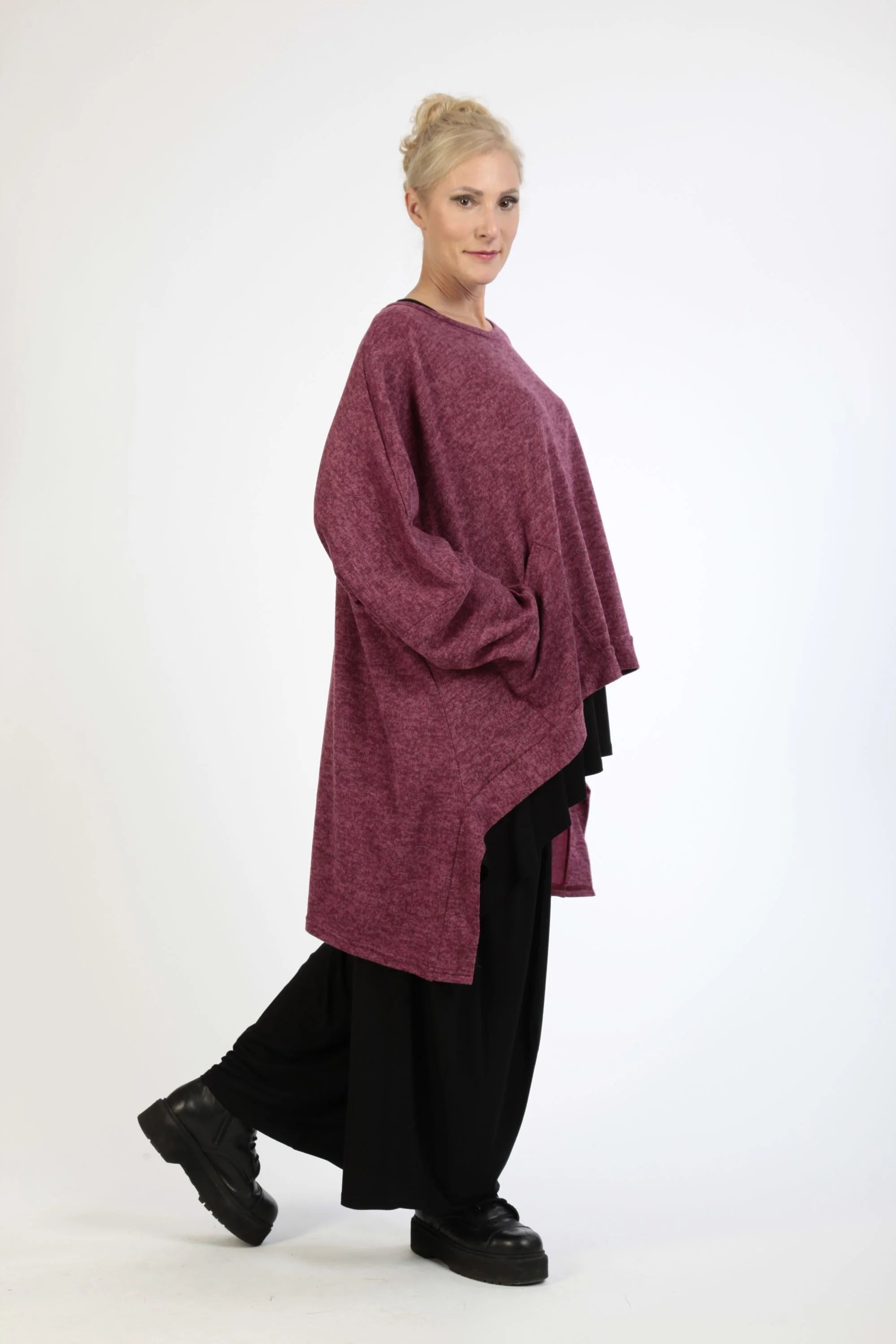  AKH Fashion Bigshirt in Vokuhila-Form, aus Polyester, 1179.06861, Fuchsia, Meliert, Schick