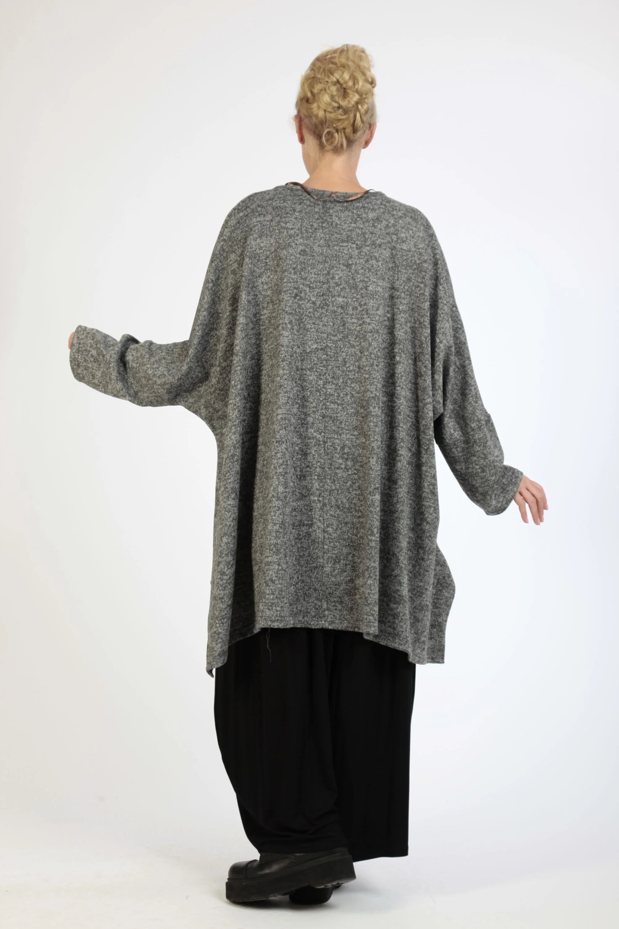  AKH Fashion Bigshirt in Vokuhila-Form, aus Polyester, 1179.06861, Grau, Meliert, Schick