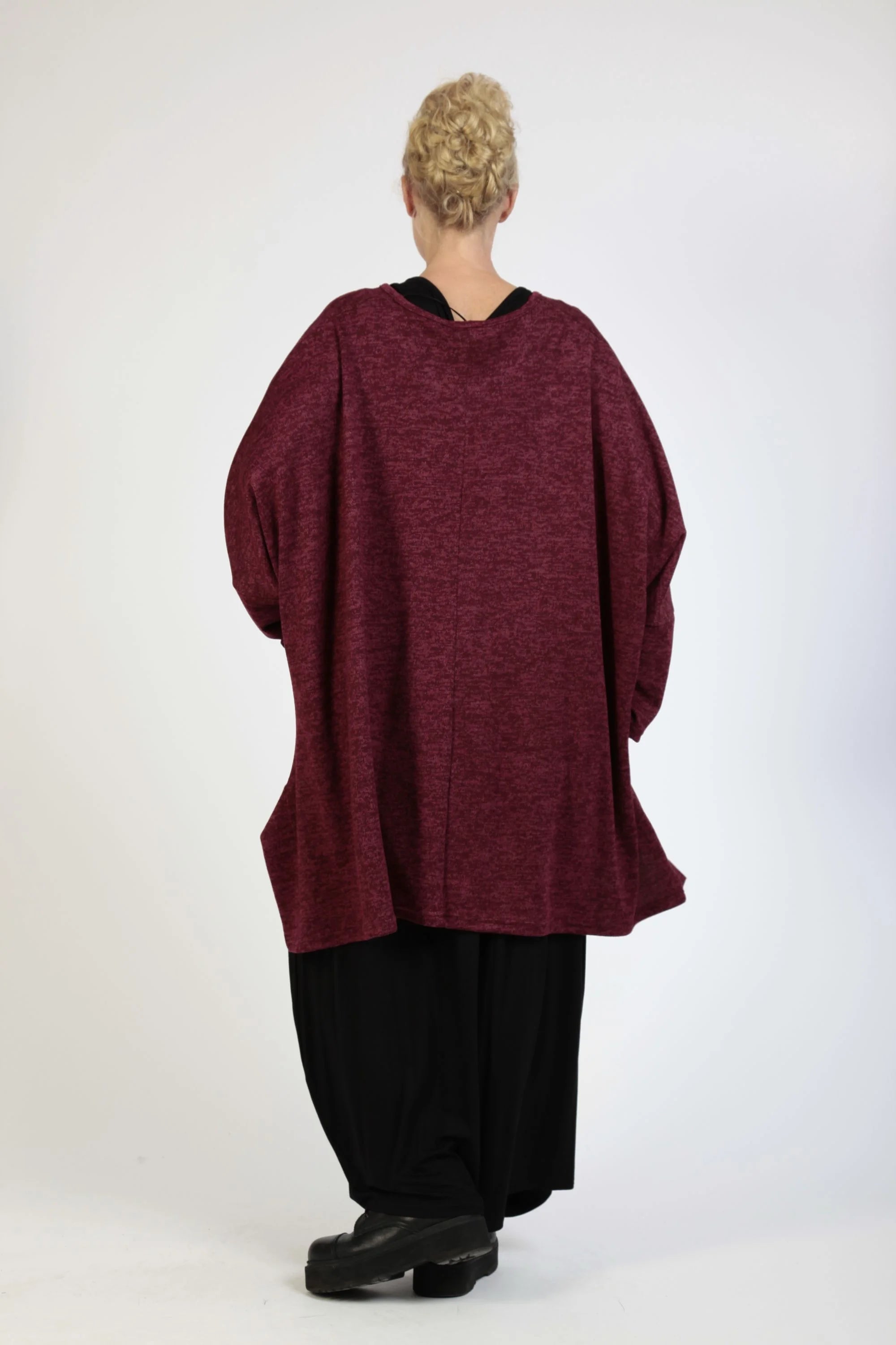  AKH Fashion Bigshirt in Vokuhila-Form, aus Polyester, 1179.06861, Weinrot, Meliert, Schick