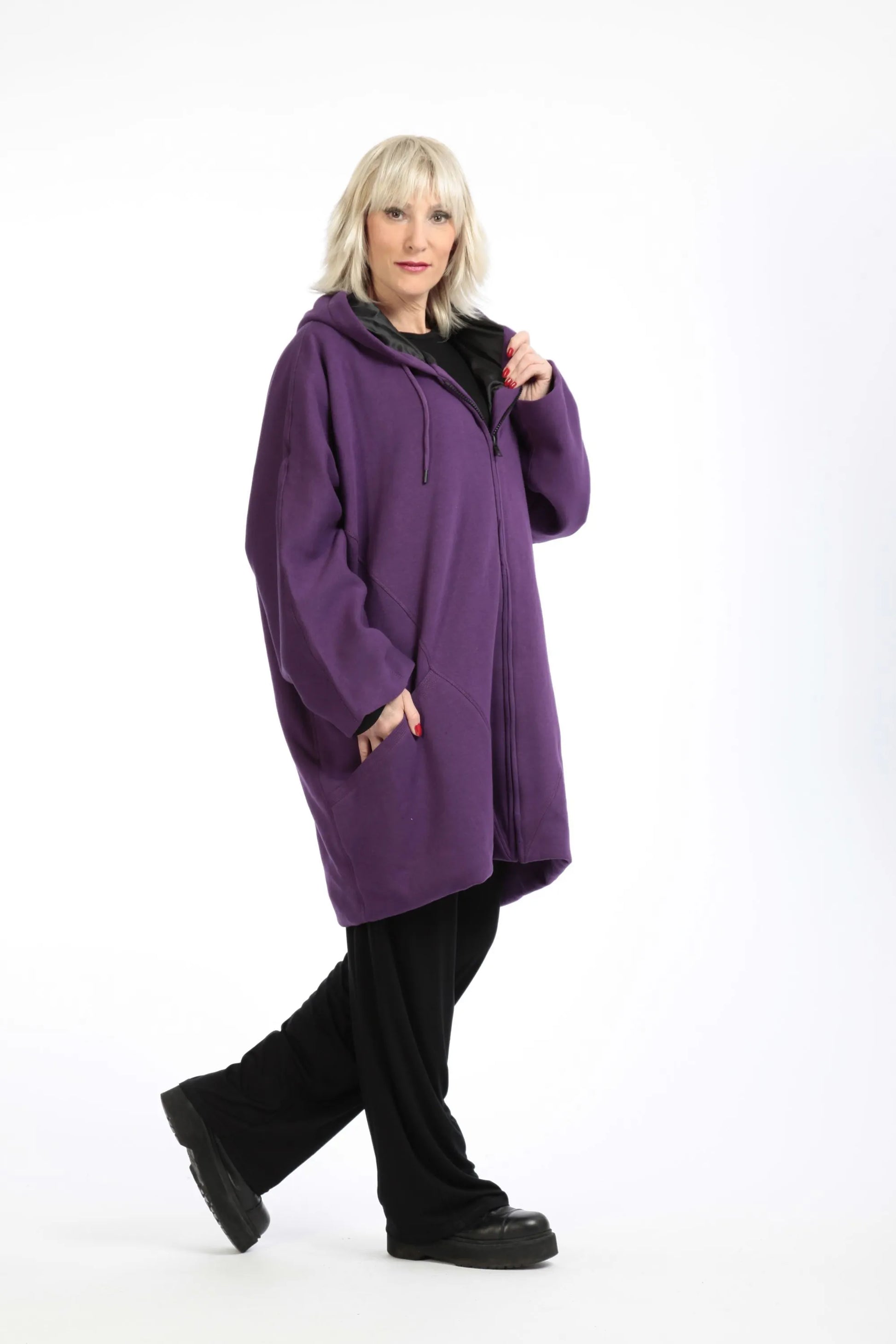  Jacke von AKH Fashion aus Baumwolle in gerader Form, 1189.09201, Lila, Unifarben, Schick