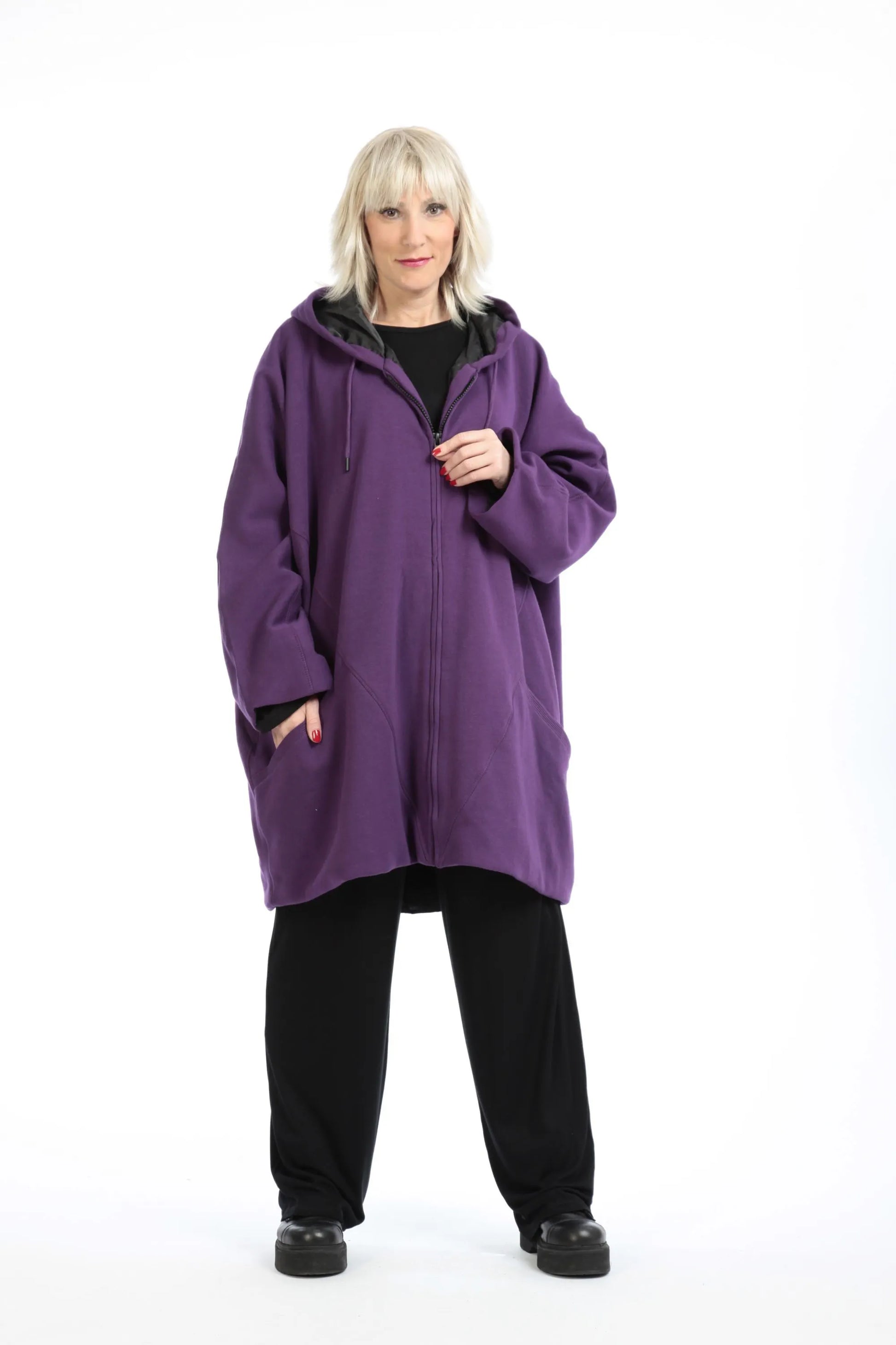  Jacke von AKH Fashion aus Baumwolle in gerader Form, 1189.09201, Lila, Unifarben, Schick