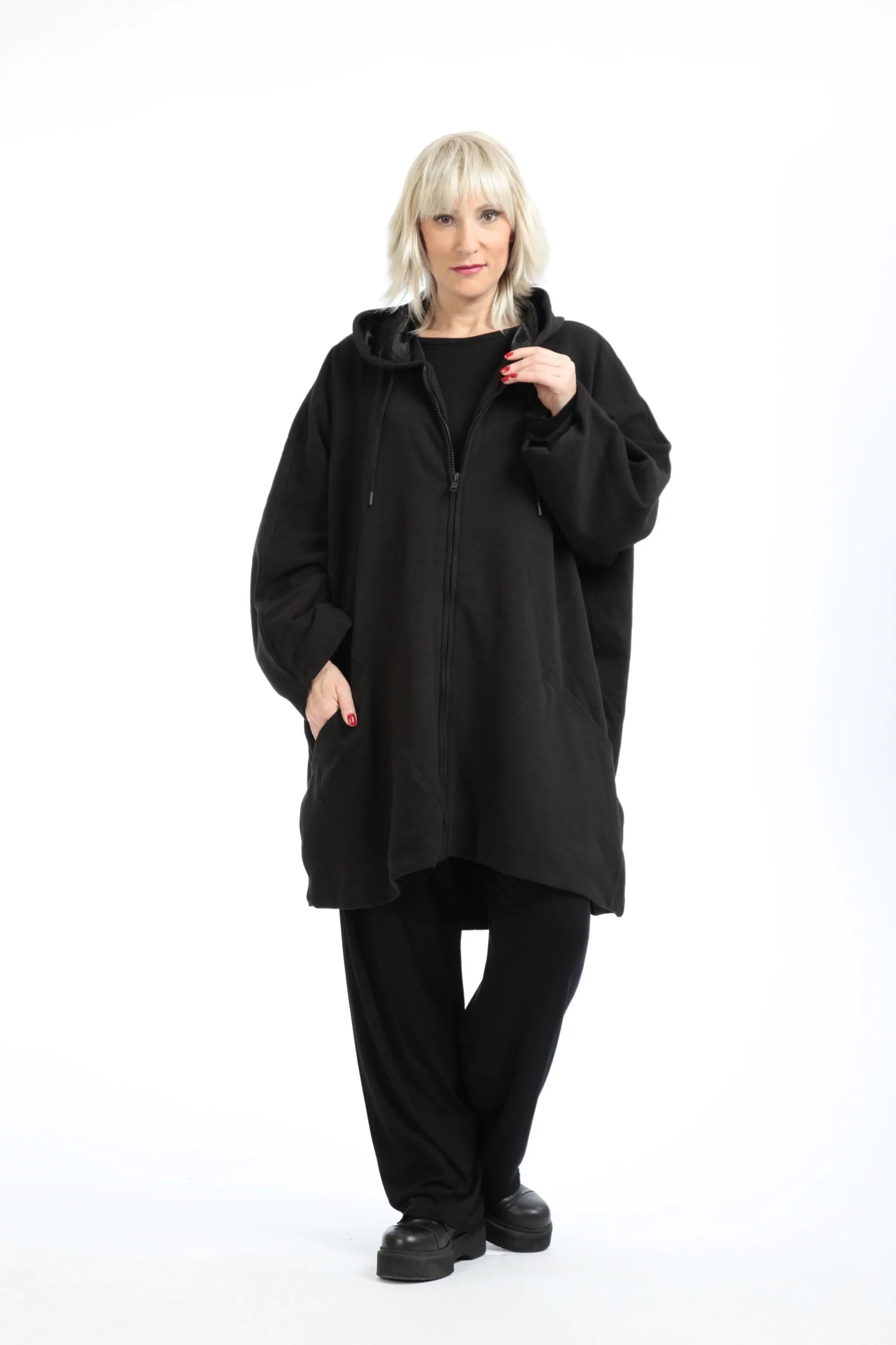  Jacke von AKH Fashion aus Baumwolle in gerader Form, 1189.09201, Schwarz, Schick, Modern