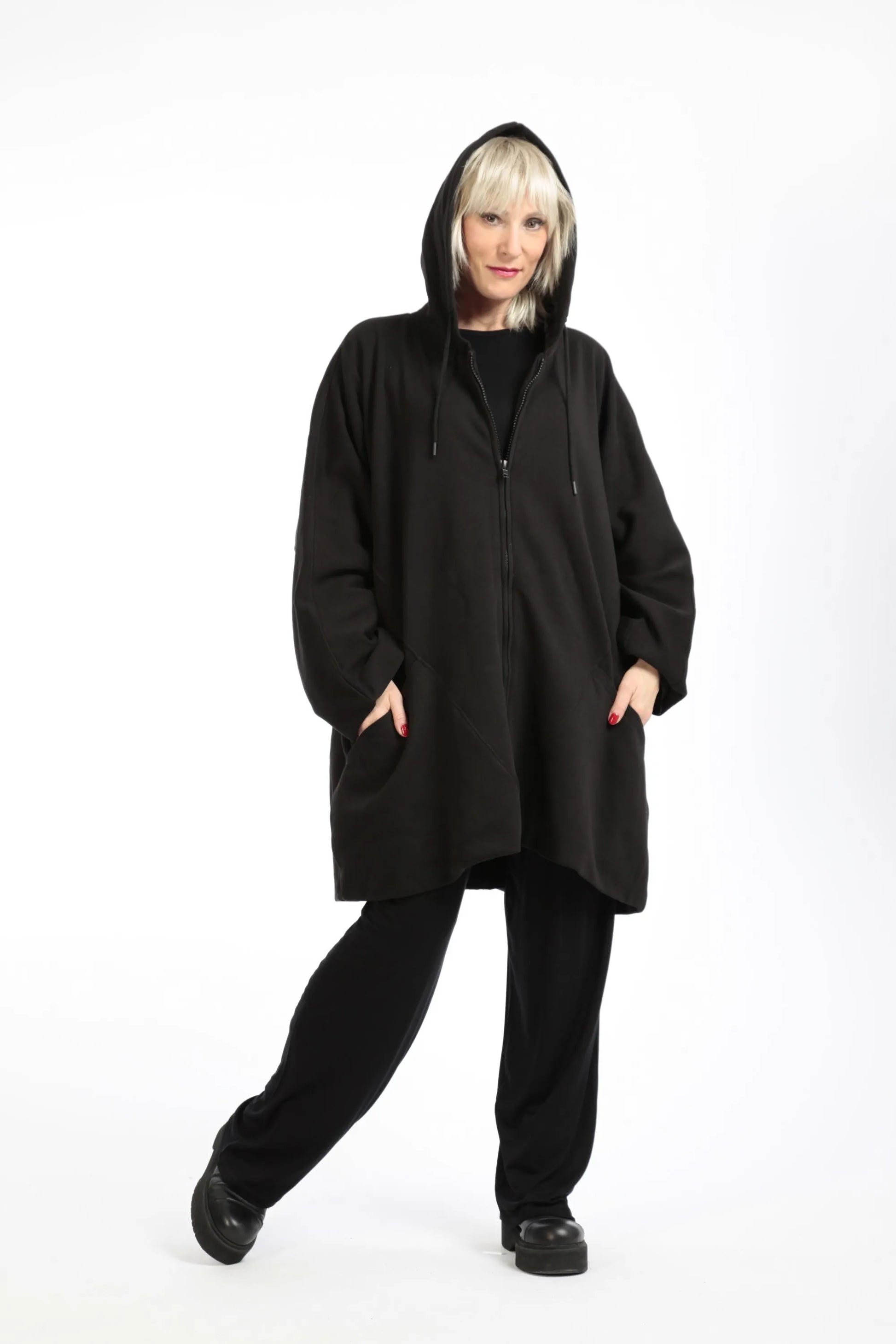  Jacke von AKH Fashion aus Baumwolle in gerader Form, 1189.09201, Schwarz, Schick, Modern