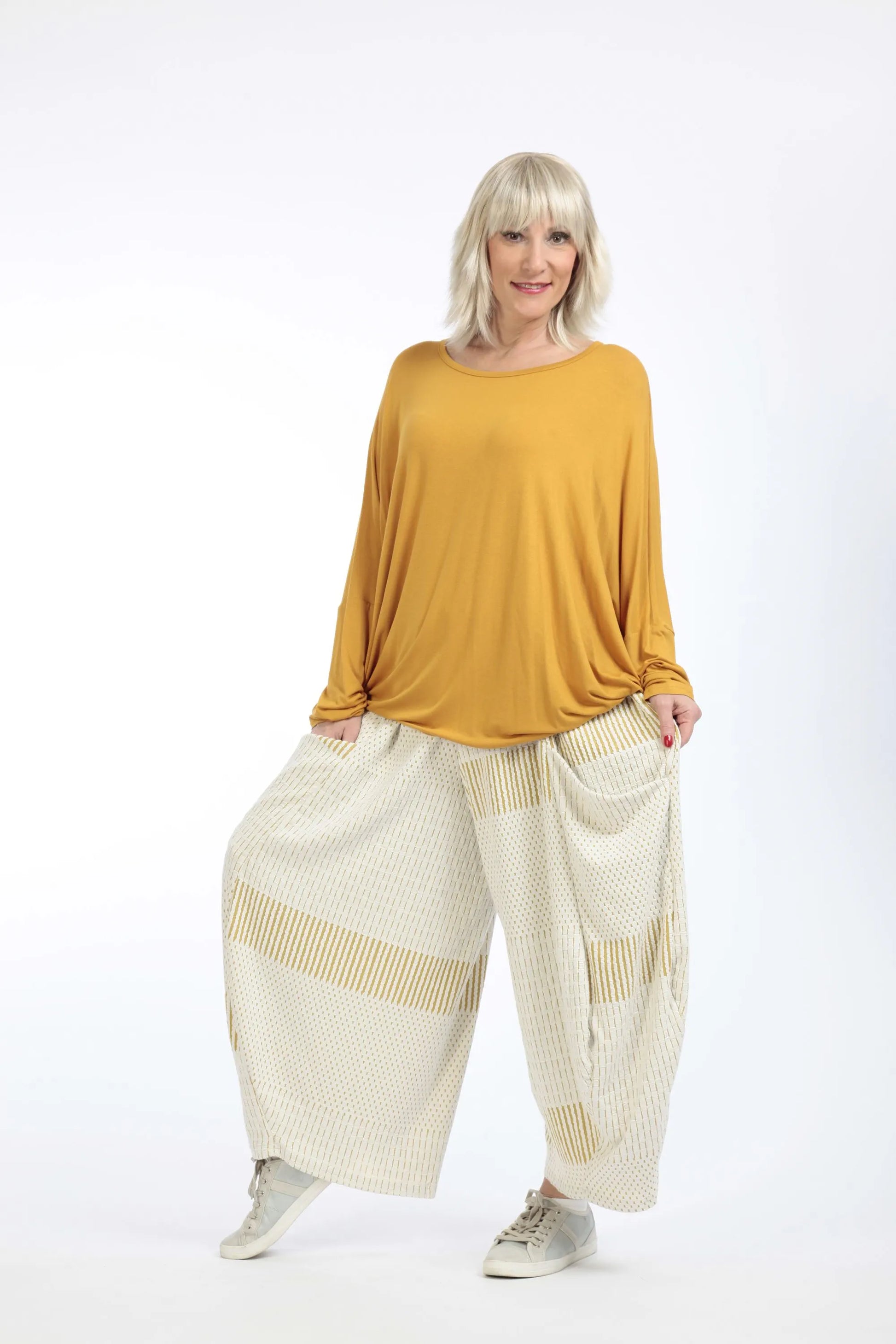  Ballonhose von AKH Fashion aus Viskose, 1191.08069, Ecru-Gelb, Streifen, Schick, Modern