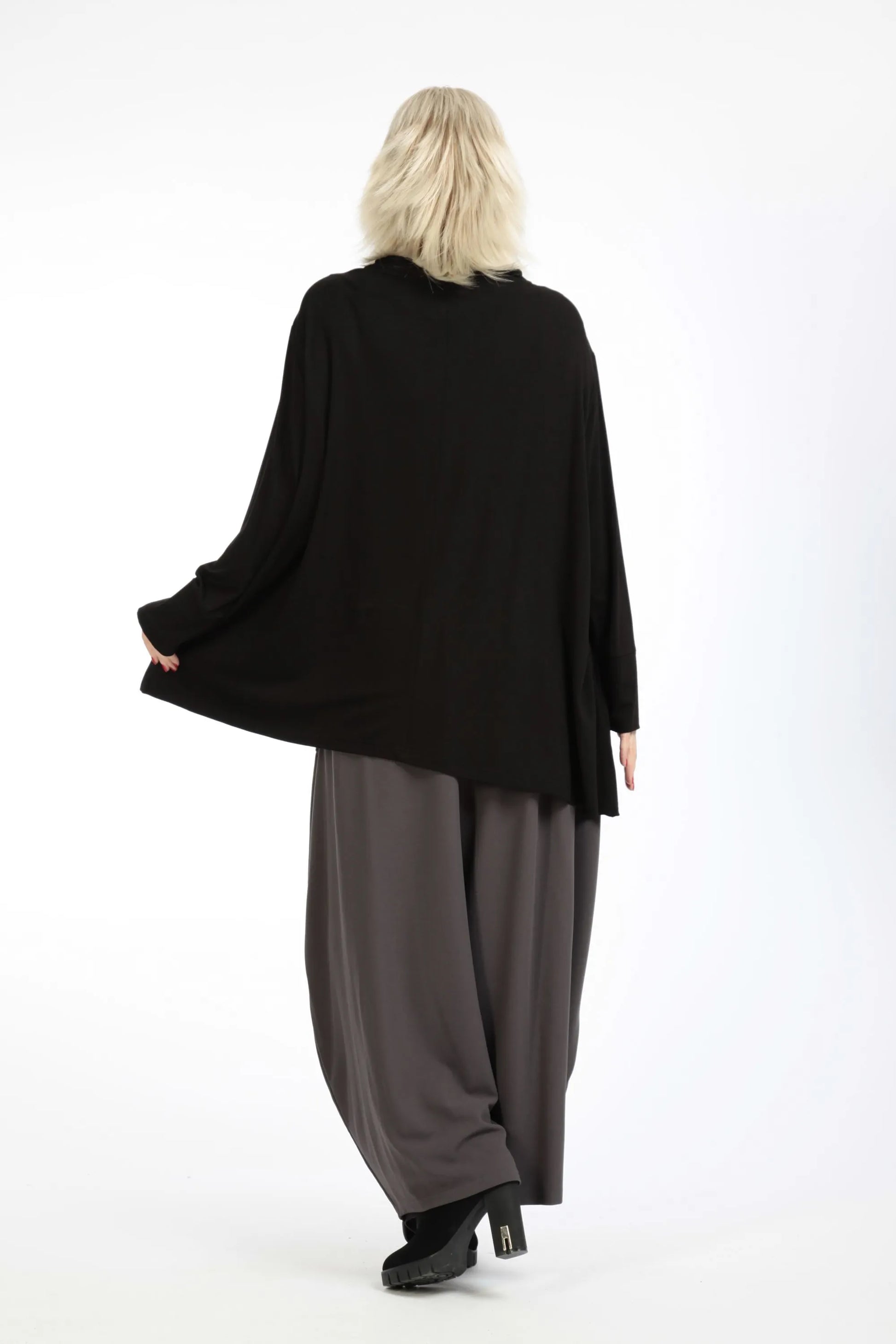  A-Form Bigshirt von AKH Fashion aus Viskose, 1195.01237, Schwarz, Unifarben, Schick, Modern