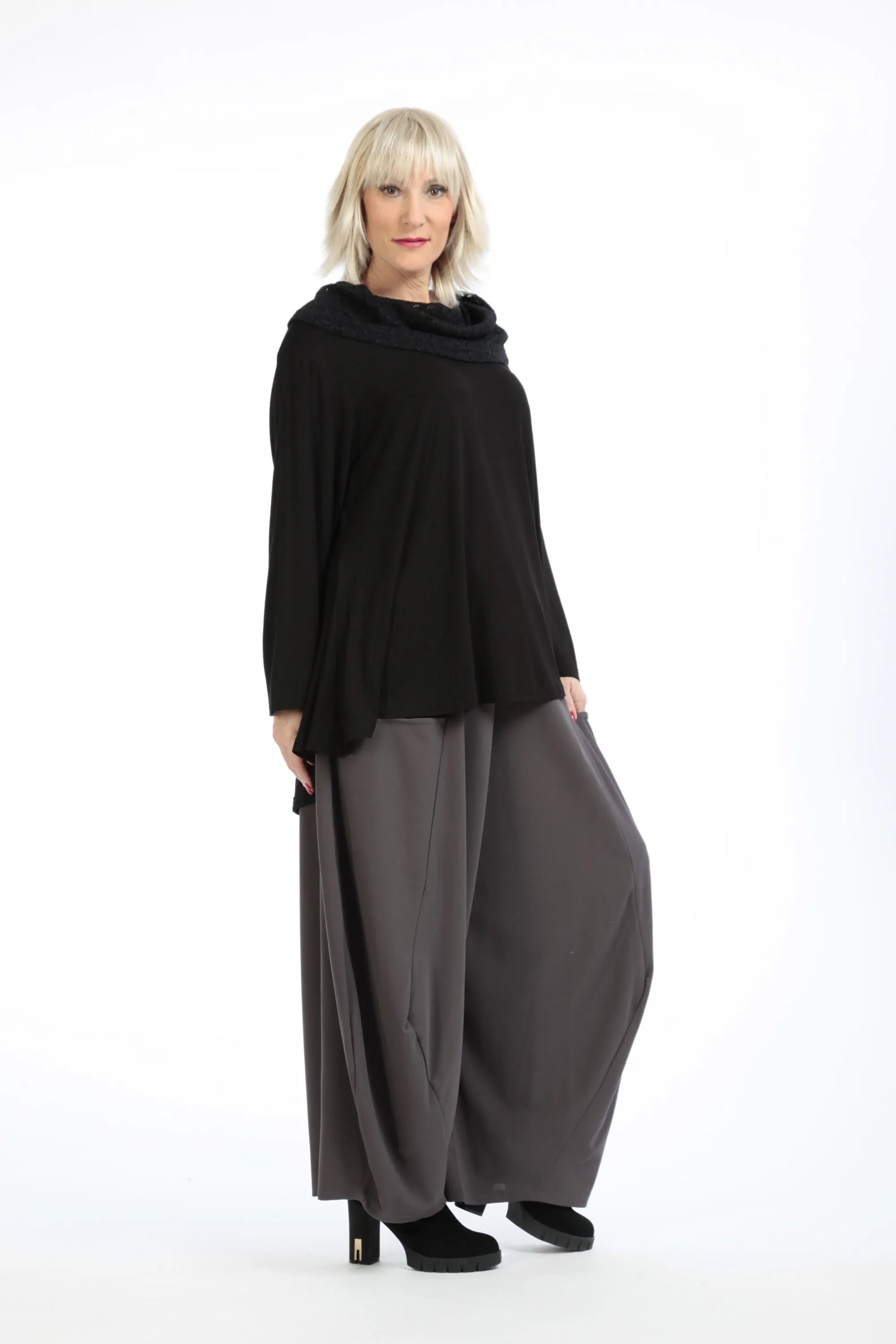  A-Form Shirt von AKH Fashion aus Viskose, 1195.01950, Schwarz, Unifarben, Schick, Modern