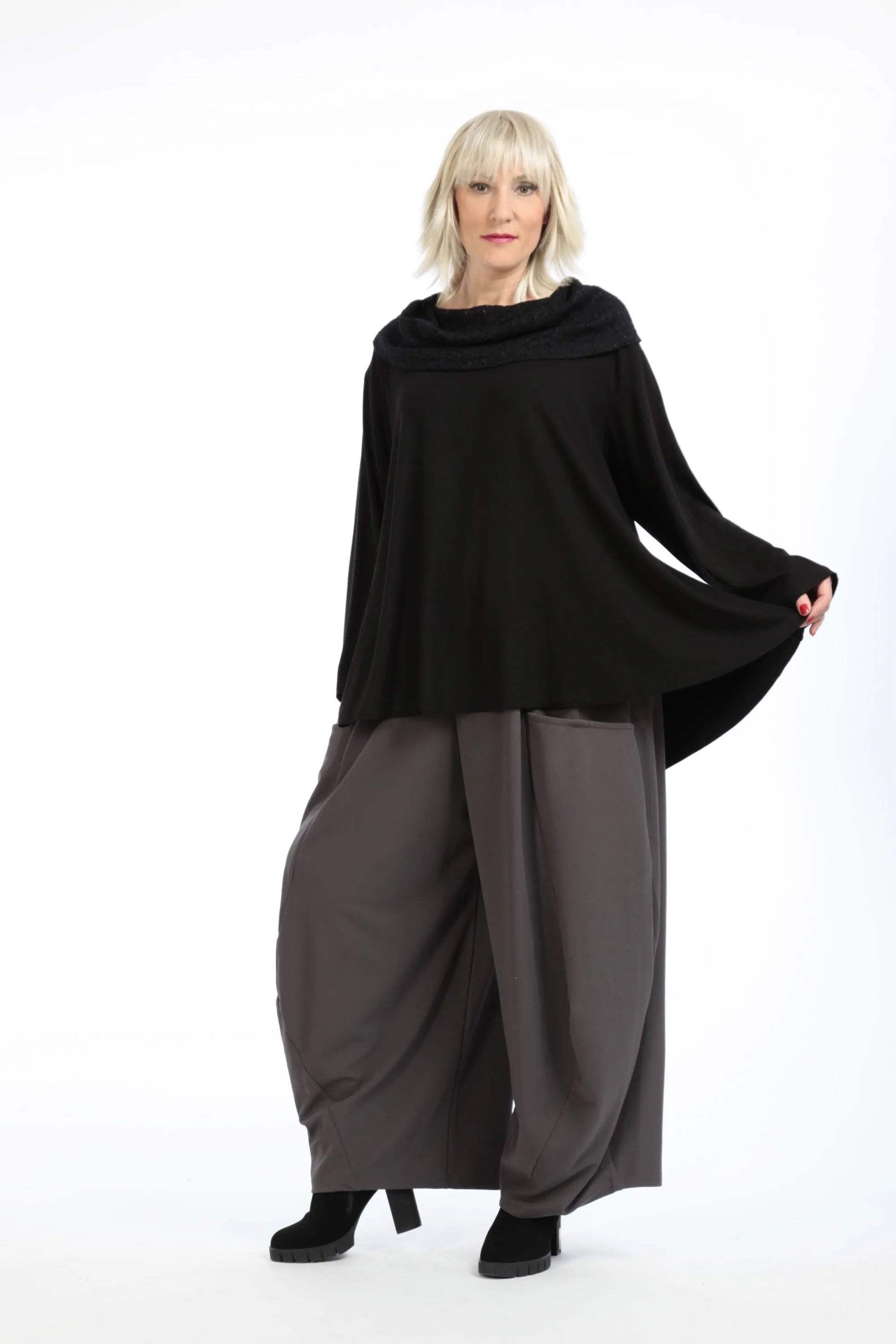  A-Form Shirt von AKH Fashion aus Viskose, 1195.01950, Schwarz, Unifarben, Schick, Modern