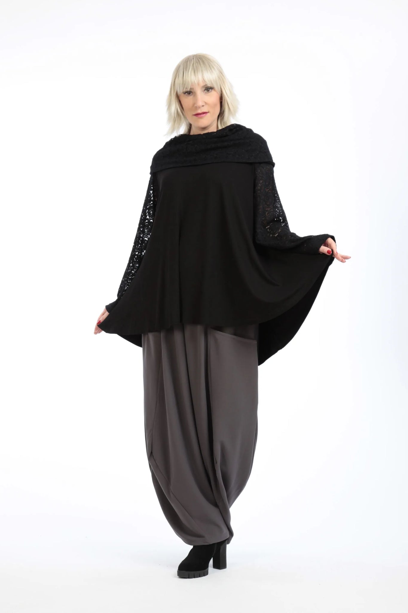  A-Form Shirt von AKH Fashion aus Viskose, 1195.09105, Schwarz, Unifarben, Schick, Modern