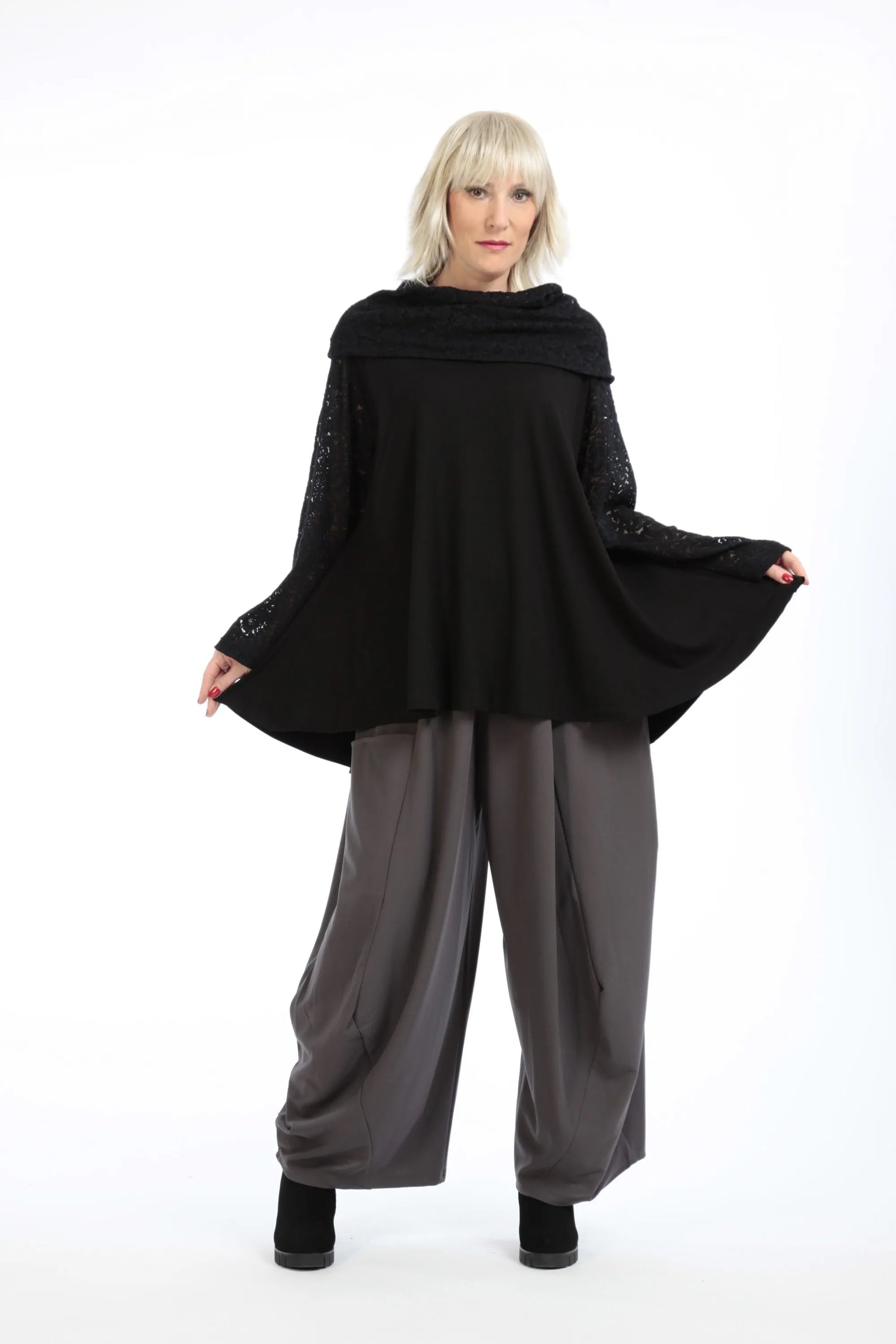  A-Form Shirt von AKH Fashion aus Viskose, 1195.09105, Schwarz, Unifarben, Schick, Modern