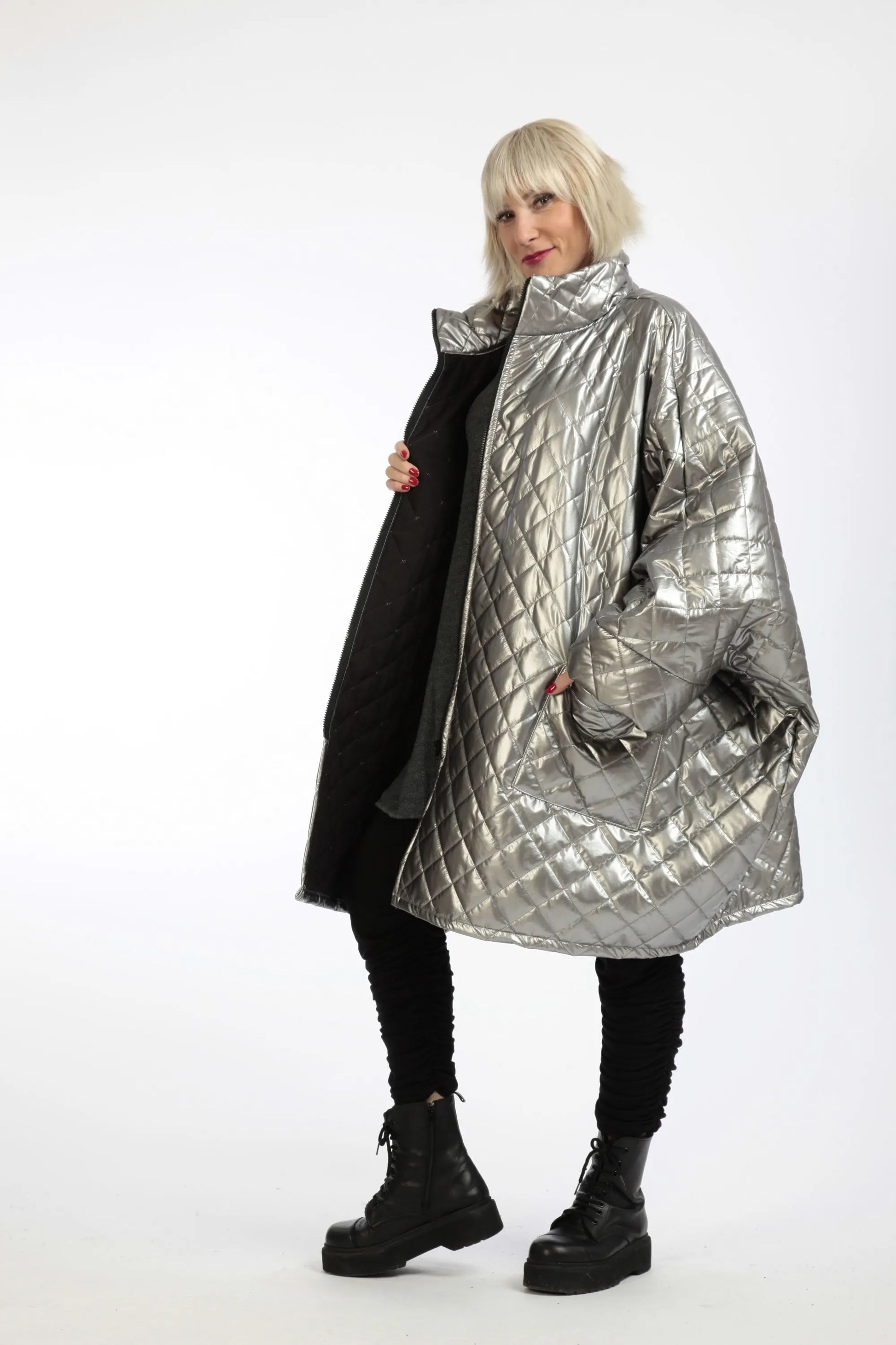  Jacke von AKH Fashion aus Polyurethan in kastiger Form, 1196.06826, Silber, Ausgefallen