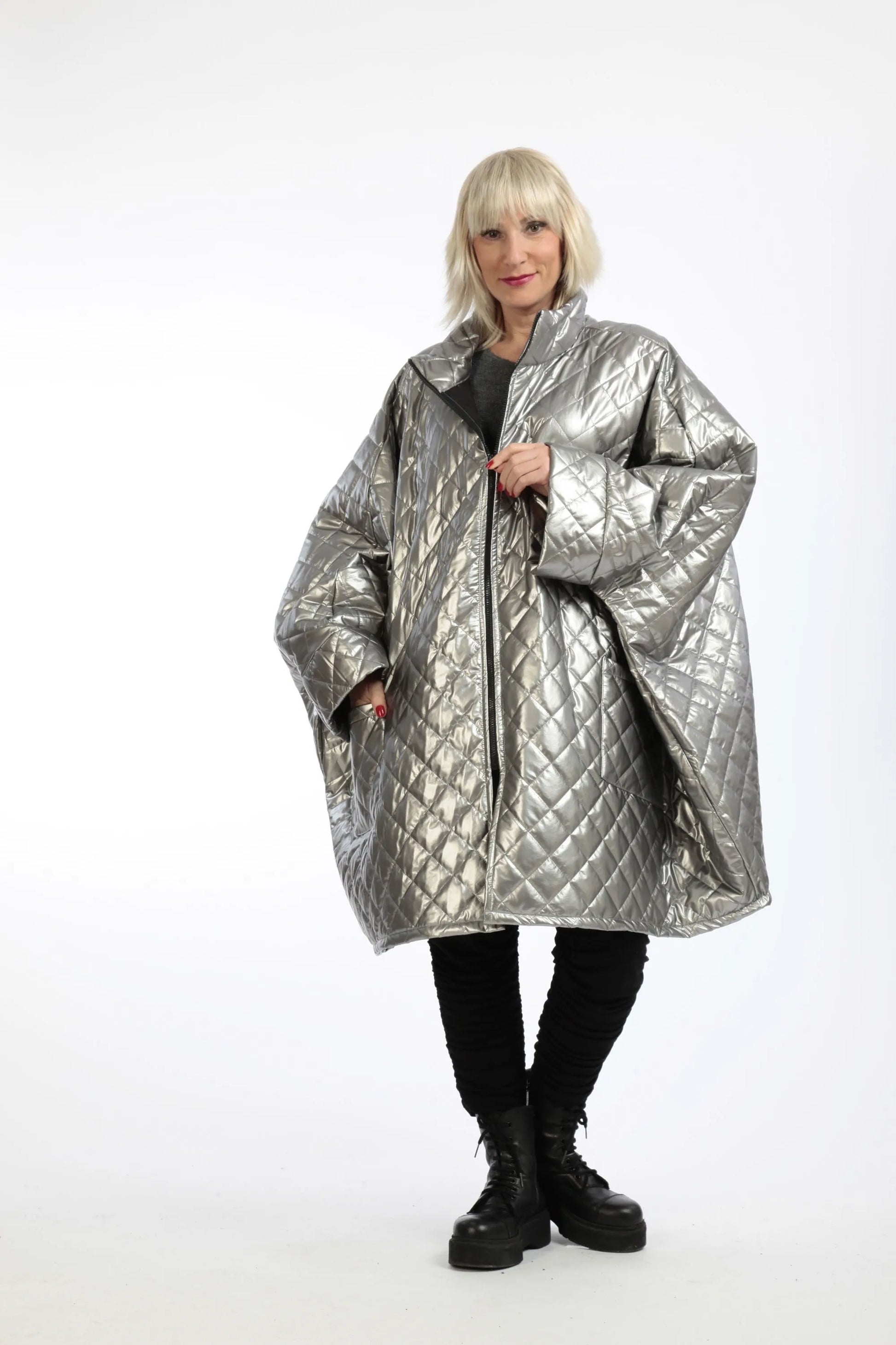  Jacke von AKH Fashion aus Polyurethan in kastiger Form, 1196.06826, Silber, Ausgefallen