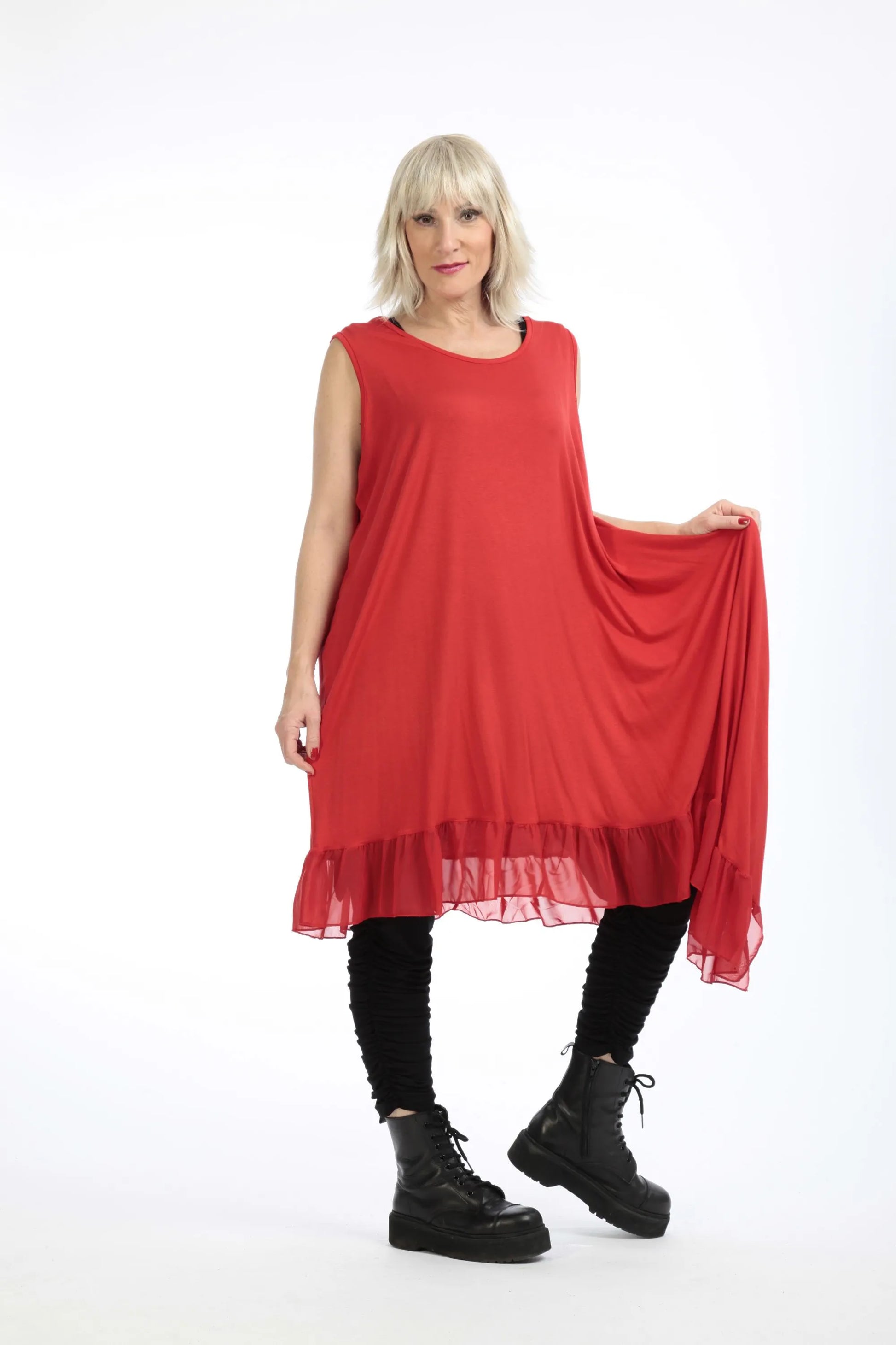  Tunika von AKH Fashion aus Viskose in asymmetrischer Form, 1197.06874, Rot, Ausgefallen