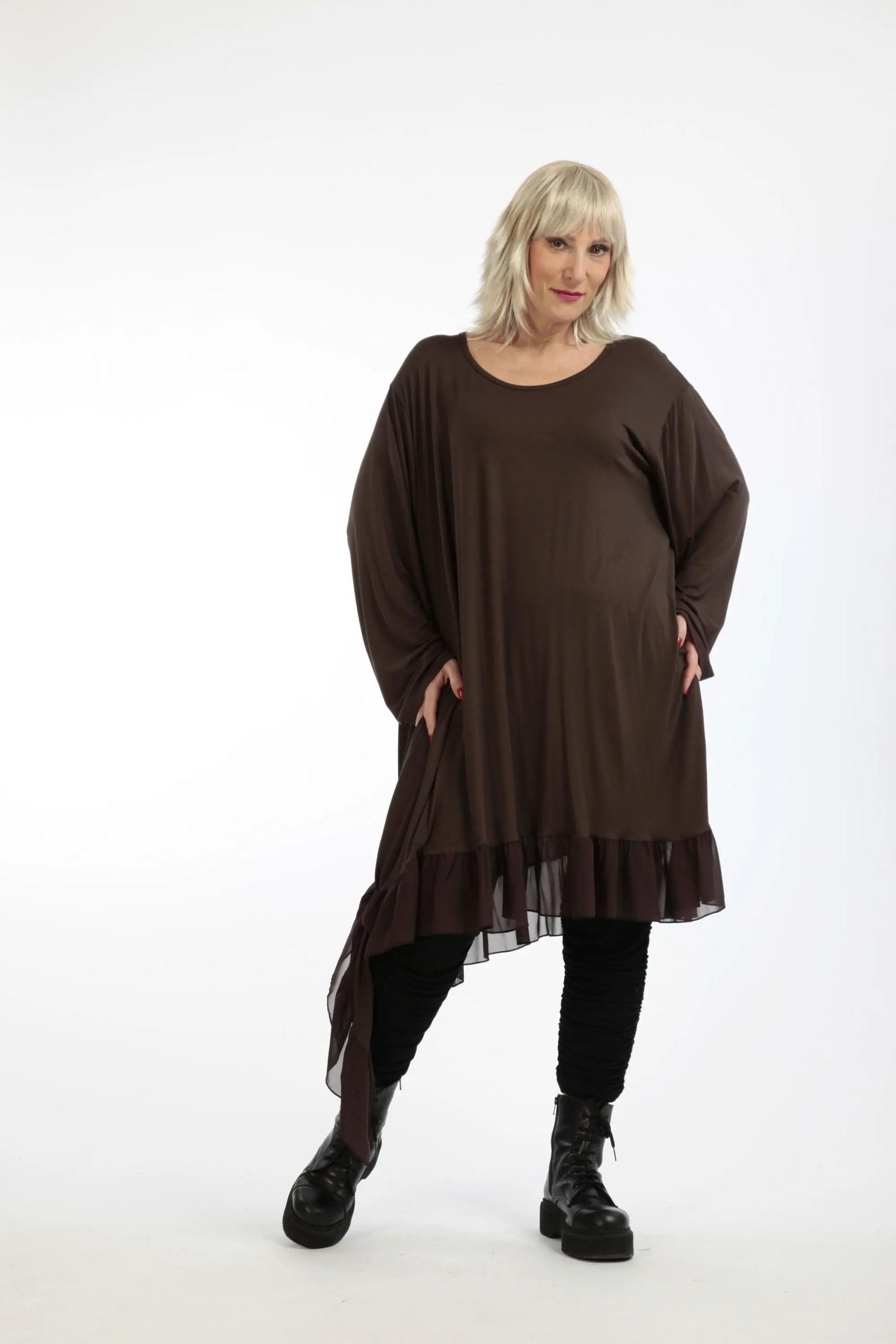  Kleid von AKH Fashion aus Viskose in asymmetrischer Form, 1197.06875, Braun, Ausgefallen