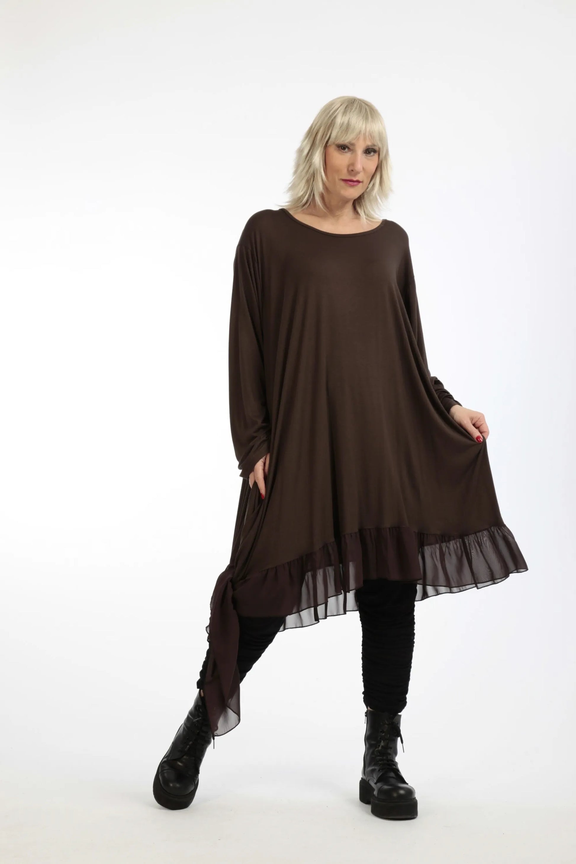  Kleid von AKH Fashion aus Viskose in asymmetrischer Form, 1197.06875, Braun, Ausgefallen