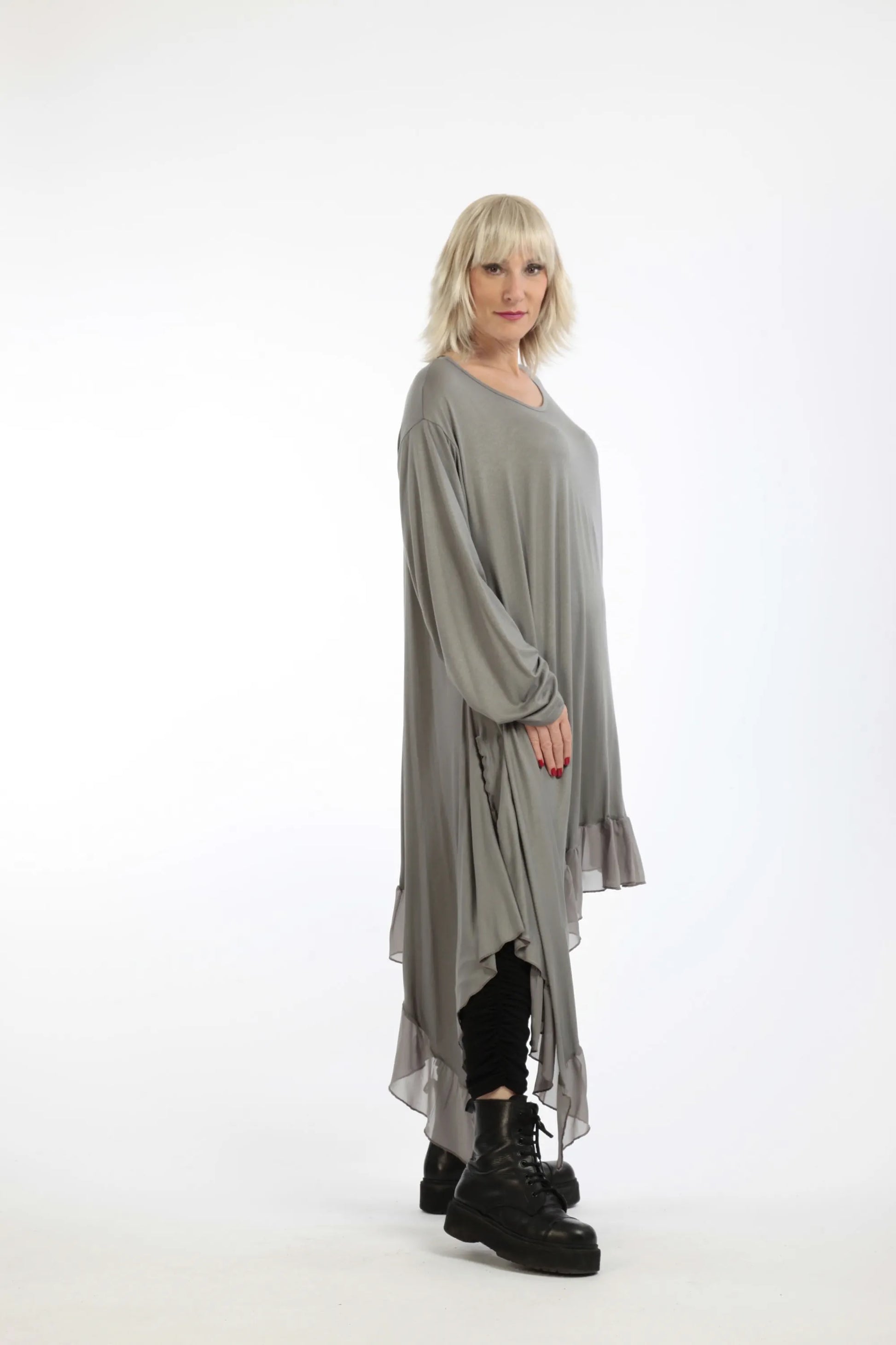  Kleid von AKH Fashion aus Viskose in asymmetrischer Form, 1197.06875, Grau, Ausgefallen