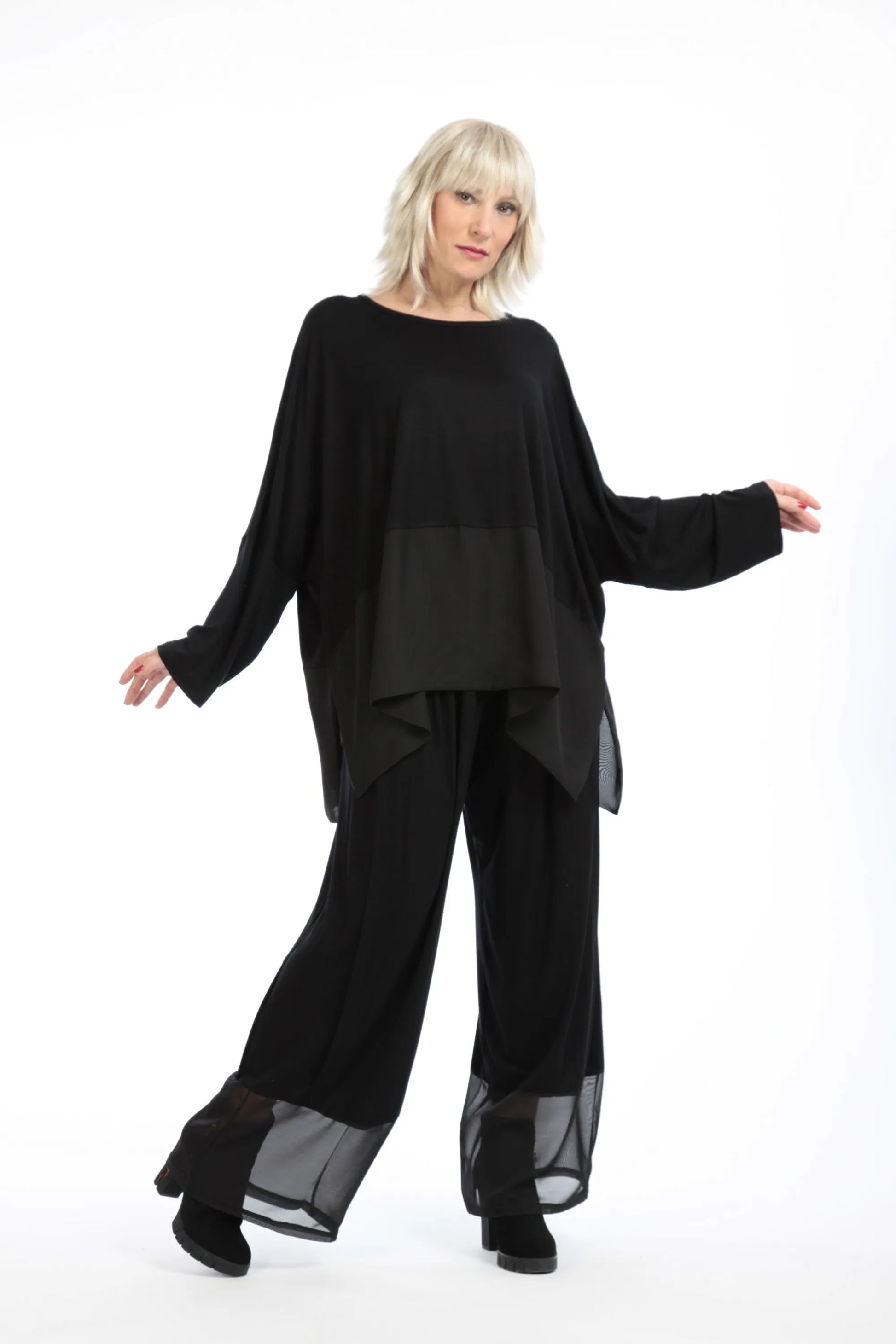  Hose von AKH Fashion aus Viskose in gerader Form, 1197.06878, Schwarz, Unifarben, Schick