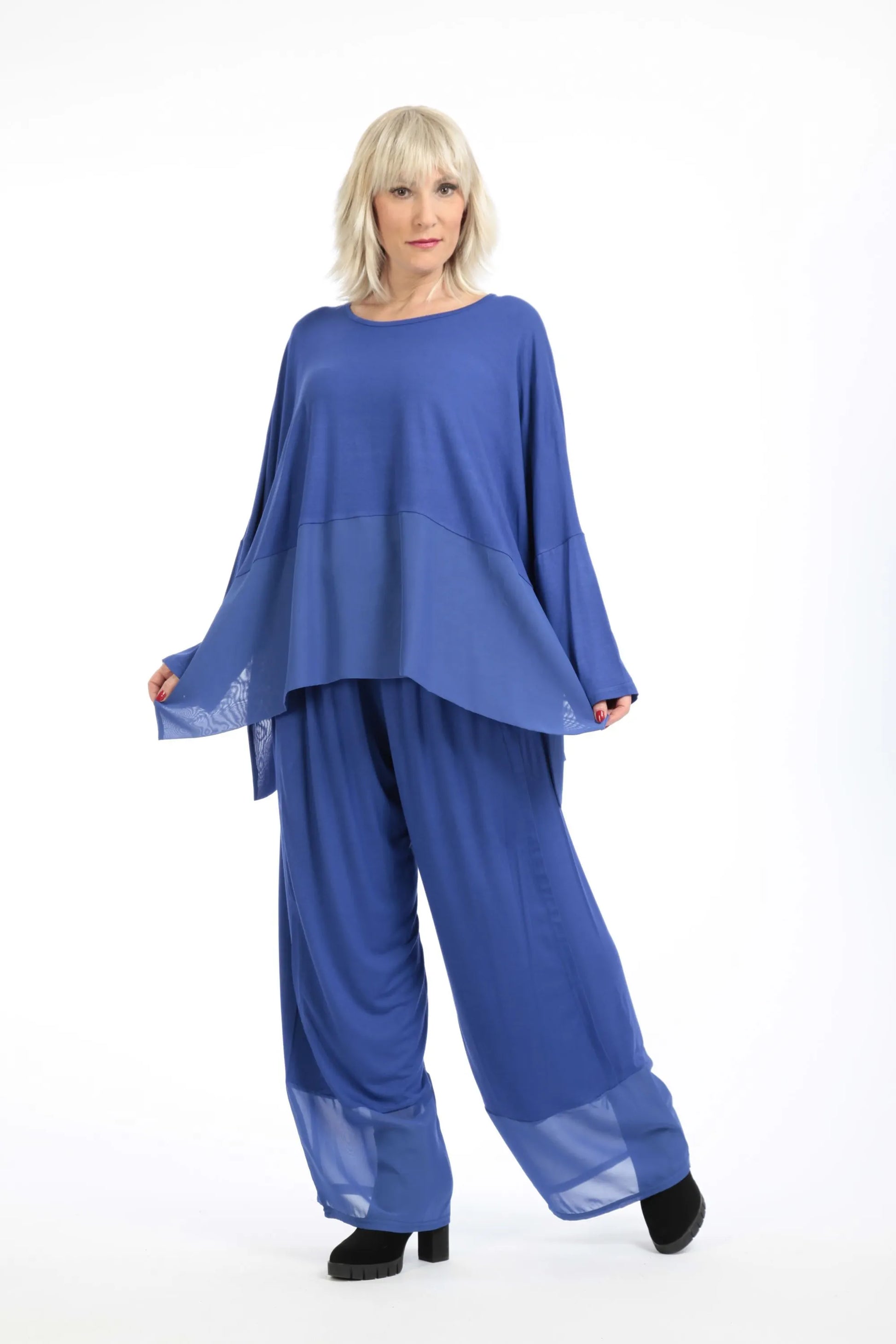  Hose von AKH Fashion aus Viskose in gerader Form, 1197.06878, Blau, Unifarben, Ausgefallen