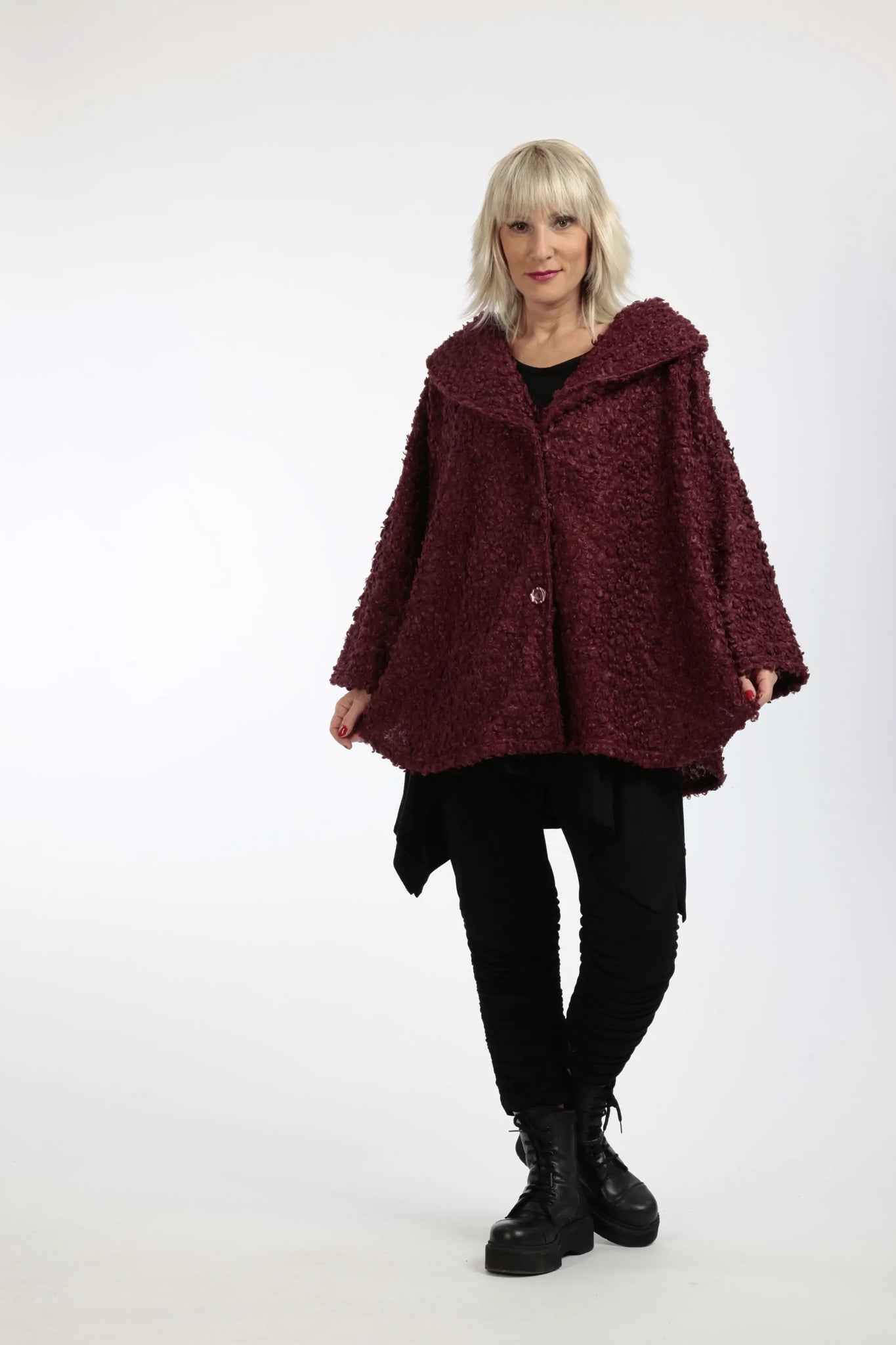  Jacke von AKH Fashion aus Materialmix in gerundeter Form, 1199.06542, Bourdeaux, Schick