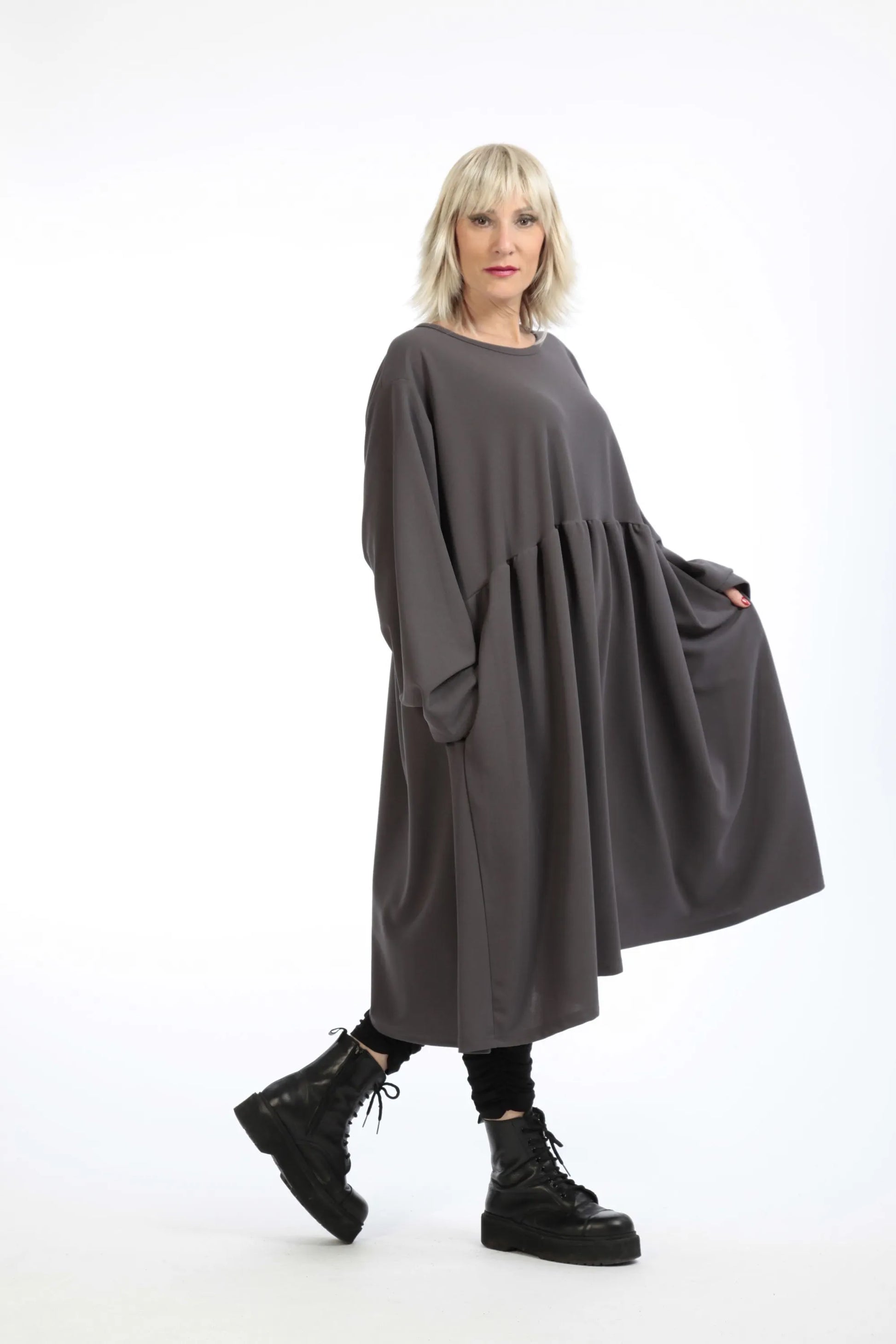  Elegantes A-Form Kleid mit Rundhalsausschnitt und langen Ärmeln für winterliche Styles