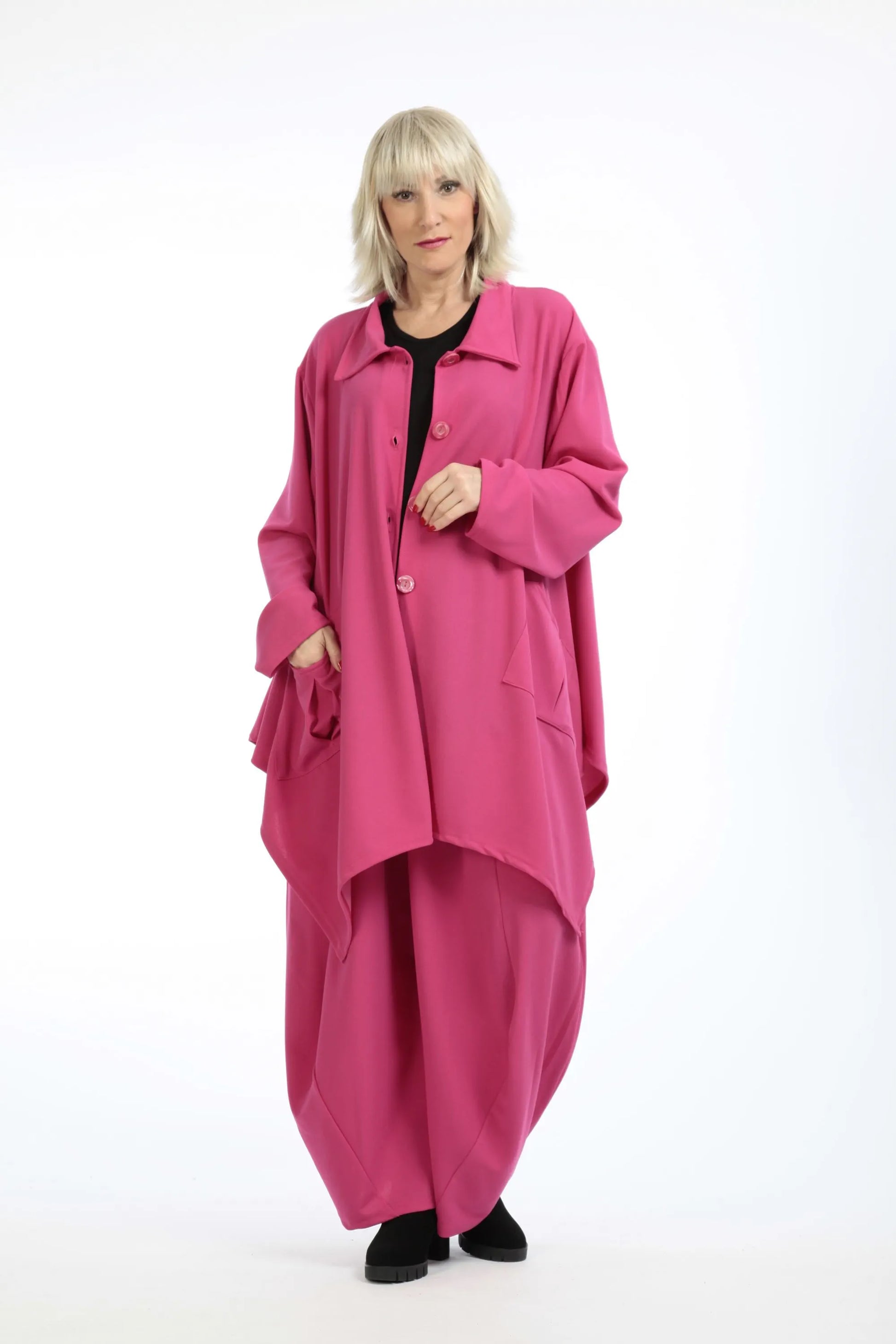  A-Form Jacke von AKH Fashion aus Materialmix, 1202.06842, Fuchsia, Unifarben, Ausgefallen