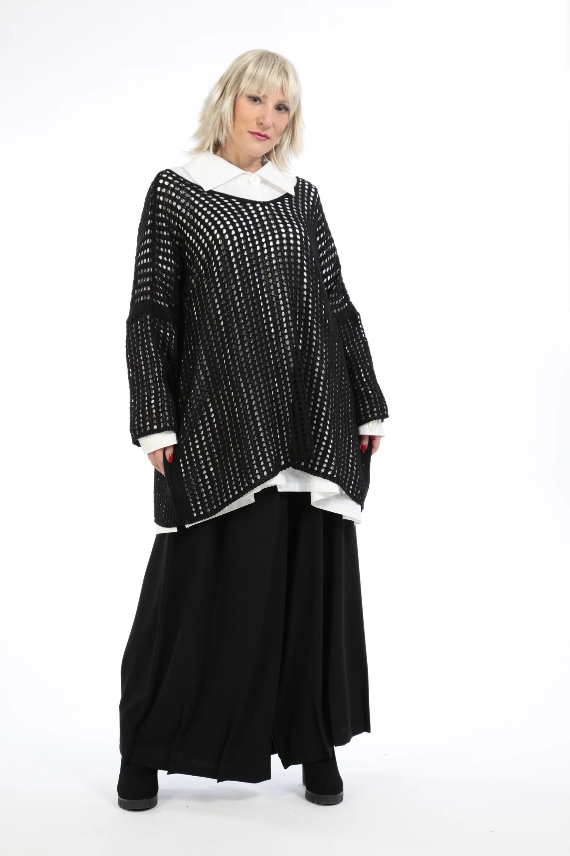  Pullover von AKH Fashion aus Baumwolle in gerader Form, 1205.02323, Schwarz, Ausgefallen