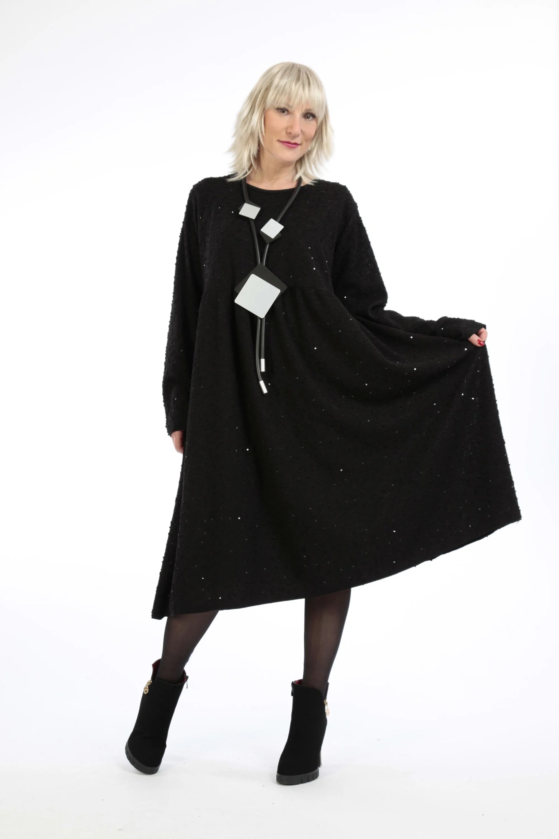  A-Form Kleid von AKH Fashion aus Viskose, 1214.06742, Schwarz, Unifarben, Schick, Modern