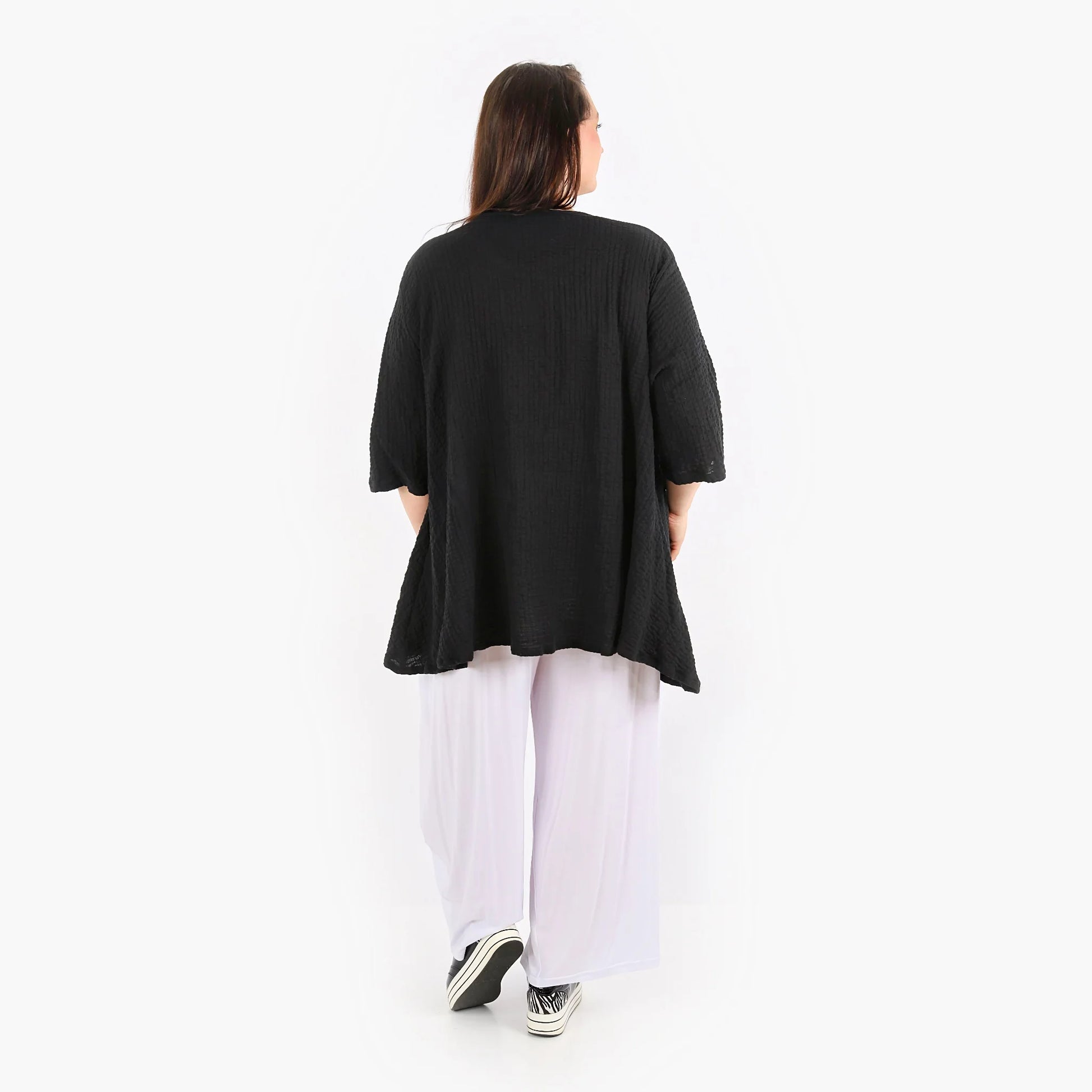  A-Form Bigshirt von AKH Fashion aus Baumwolle, 1310.00593, Schwarz, Unifarben, Ausgefallen