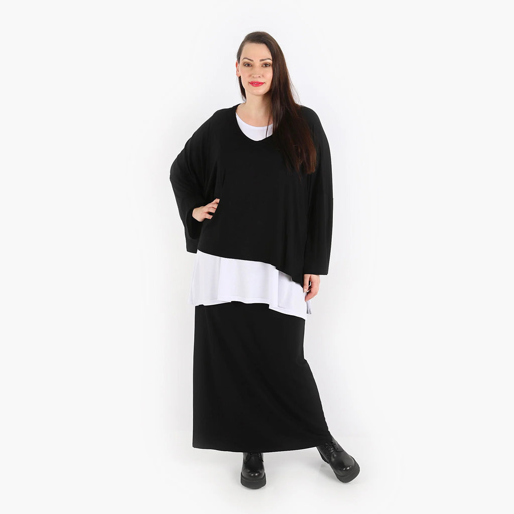  AKH Fashion Rock in gerader Form, aus Viskose, 1312.00186, Schwarz, Schick, Modern, Bequem