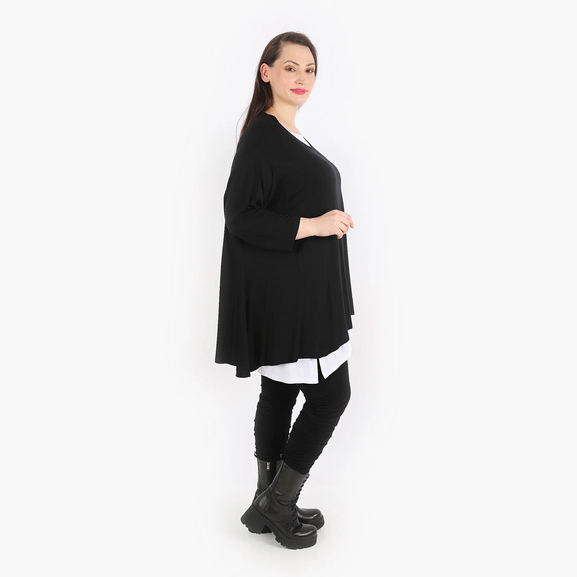  A-Form Shirt von AKH Fashion aus Viskose, 1312.00593, Schwarz, Unifarben, Schick, Modern