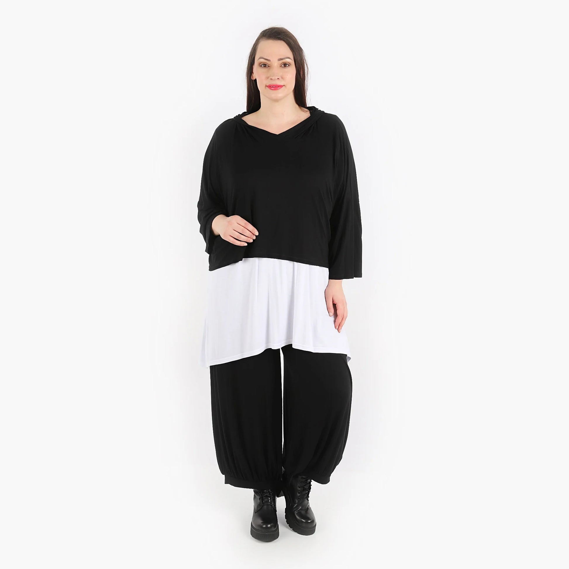  Bigshirt von AKH Fashion aus Viskose in kastiger Form, 1312.01039, Schwarz, Schick, Modern