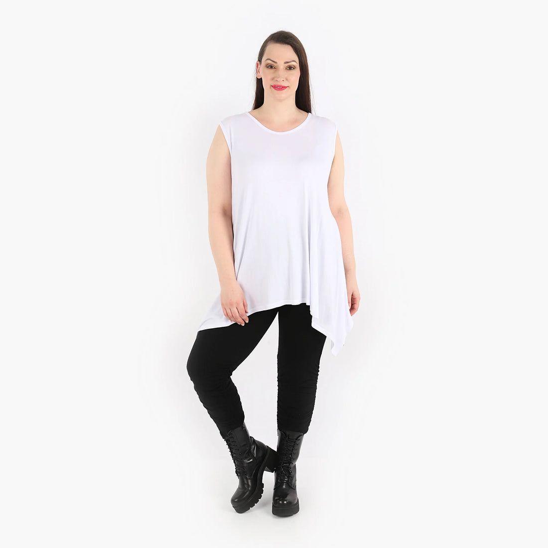  A-Form Top von AKH Fashion aus Viskose, 1312.03071, Weiß, Unifarben, Ausgefallen, Modern