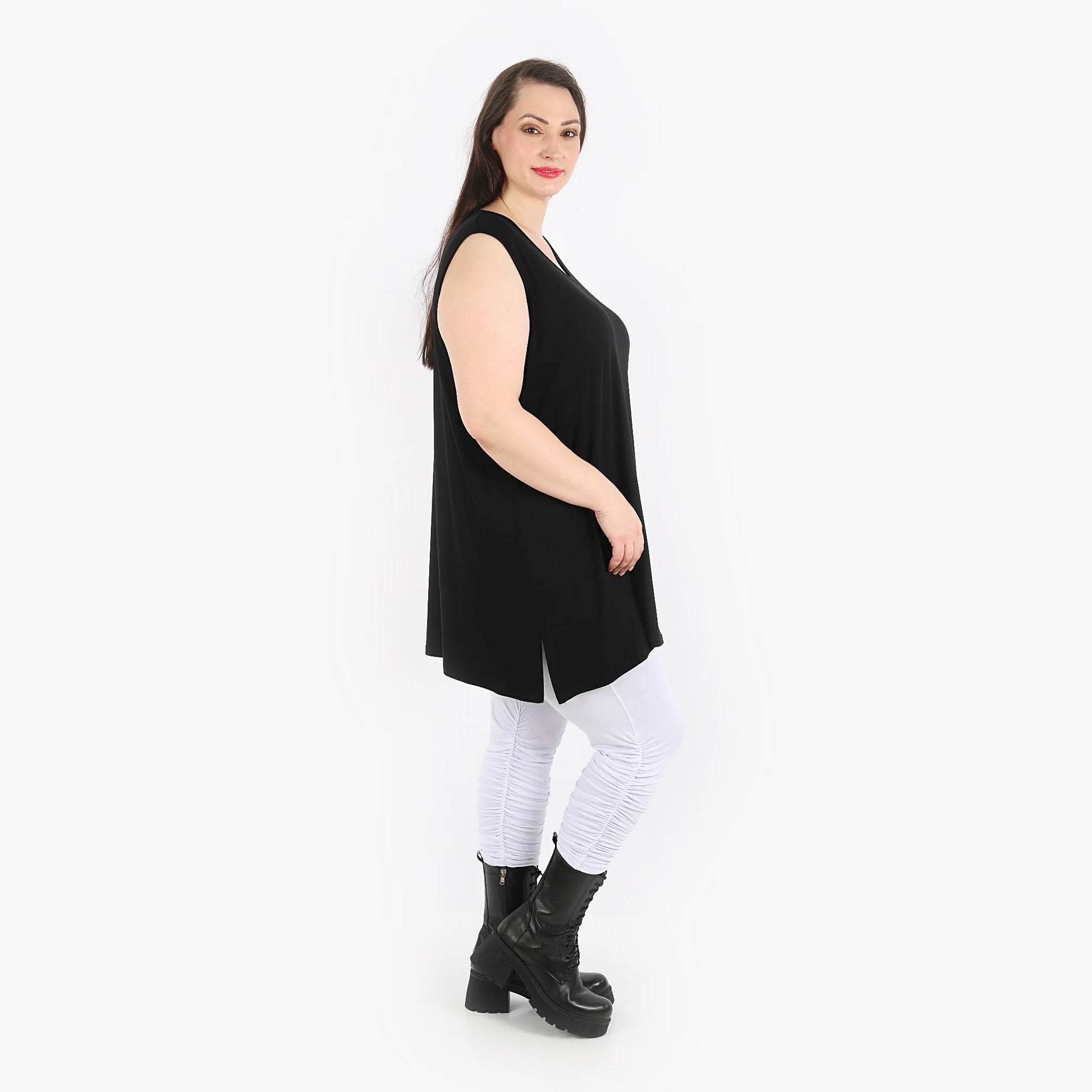  Top von AKH Fashion aus Viskose in gerader Form, 1312.06675, Schwarz, Unifarben, Schick