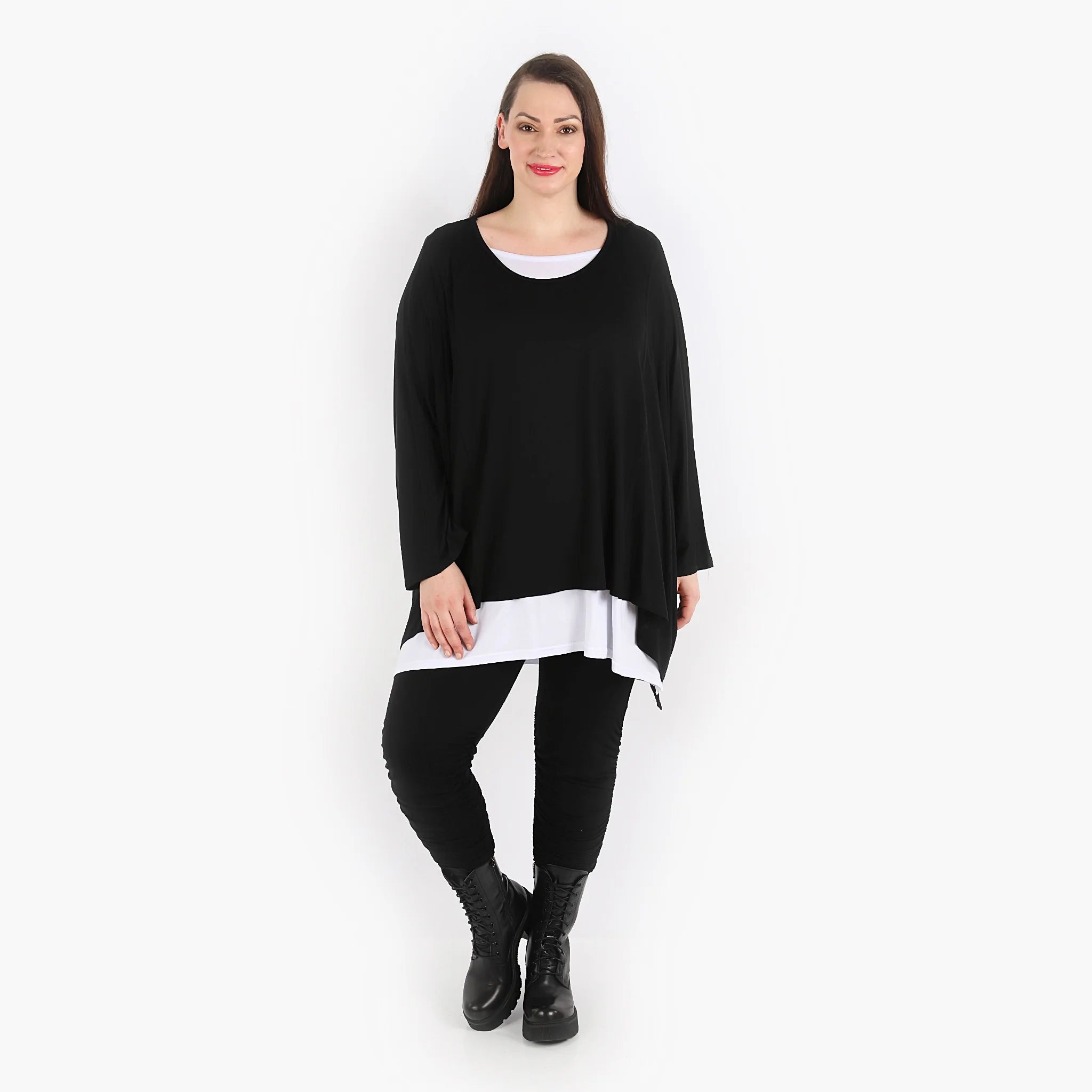  AKH Fashion Bigshirt in kastiger Form, aus Viskose, 1312.06680, Schwarz, Schick, Modern