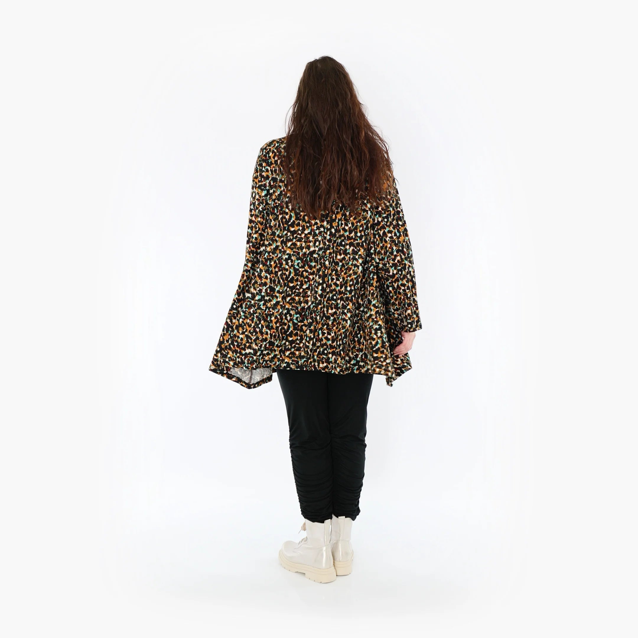  A-Form Bigshirt von AKH Fashion aus Viskose, 1370.00593, Schwarz-Braun-Grün, Animal, Schick
