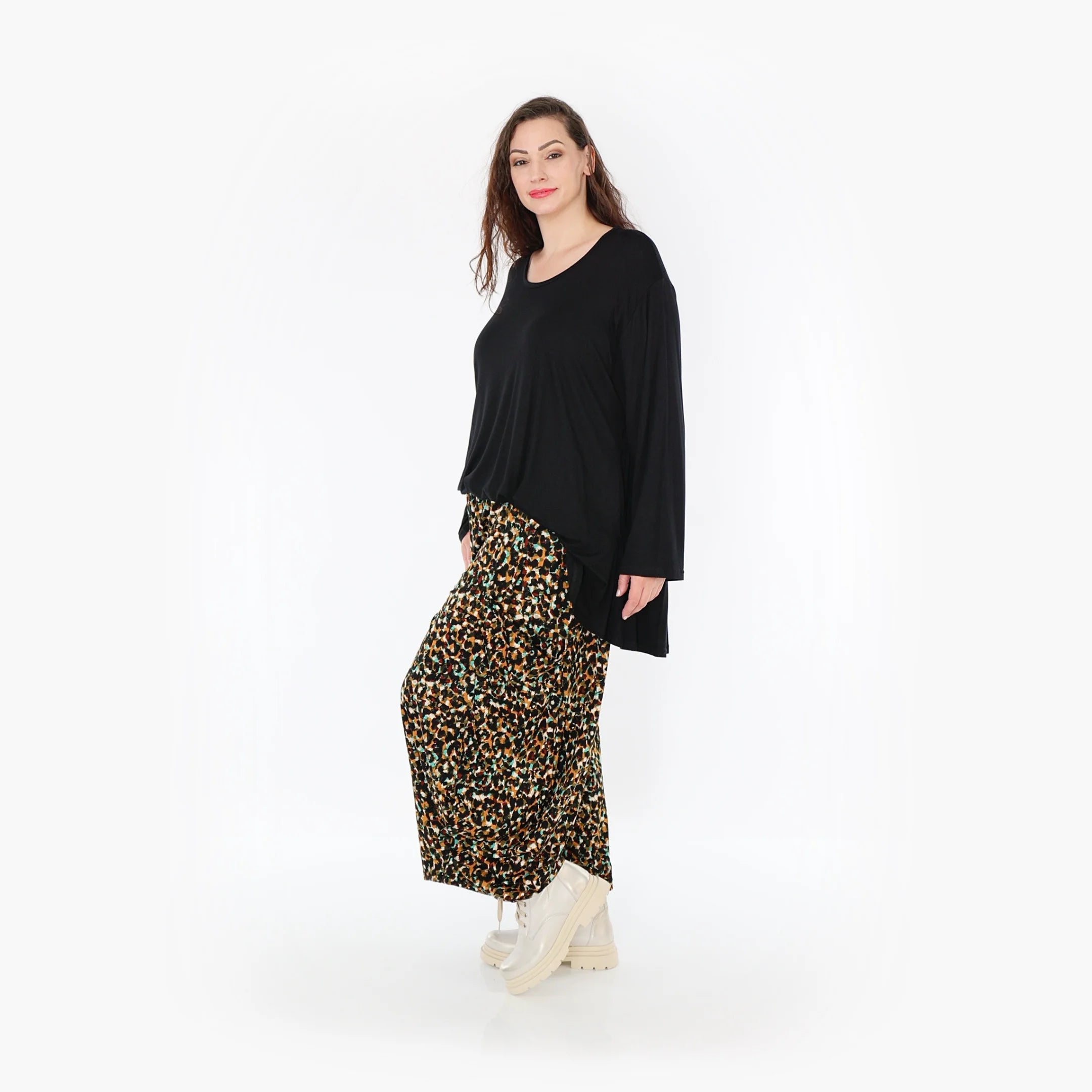  Ballonhose von AKH Fashion aus Viskose, 1370.08069, Schwarz-Braun-Grün, Animal, Schick