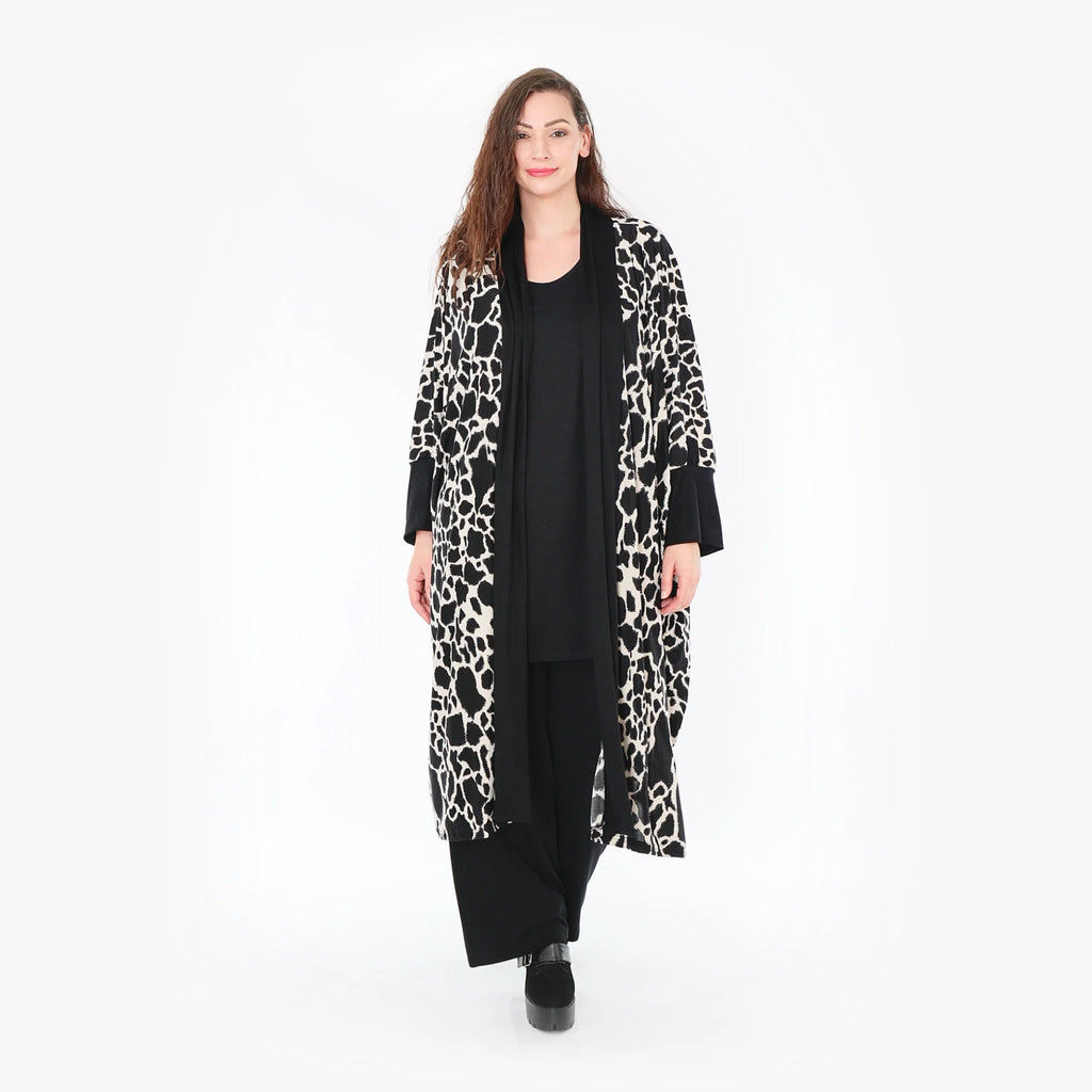  AKH Fashion Jacke in gerader Form, aus Viskose, 1371.06930, Schwarz-Ecru, Leopard, Schick