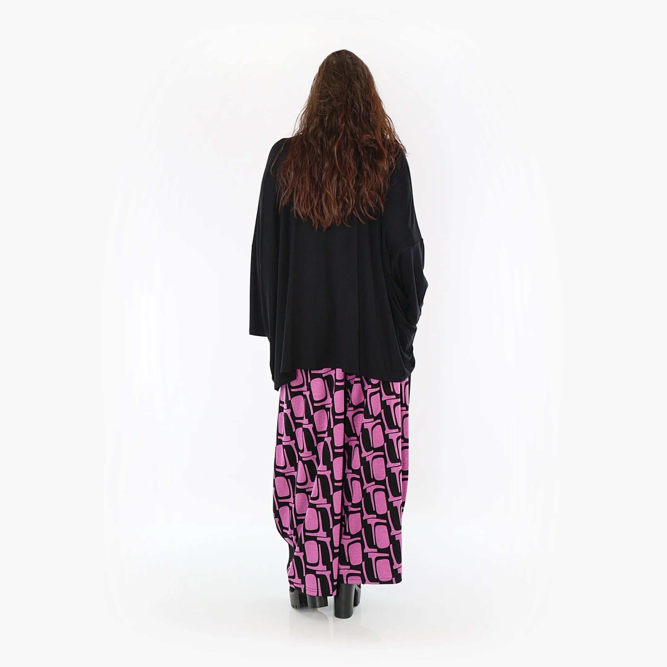  Ballonhose von AKH Fashion aus Viskose, 1374.08069, Schwarz-Fuchsia, Grafik, Schick